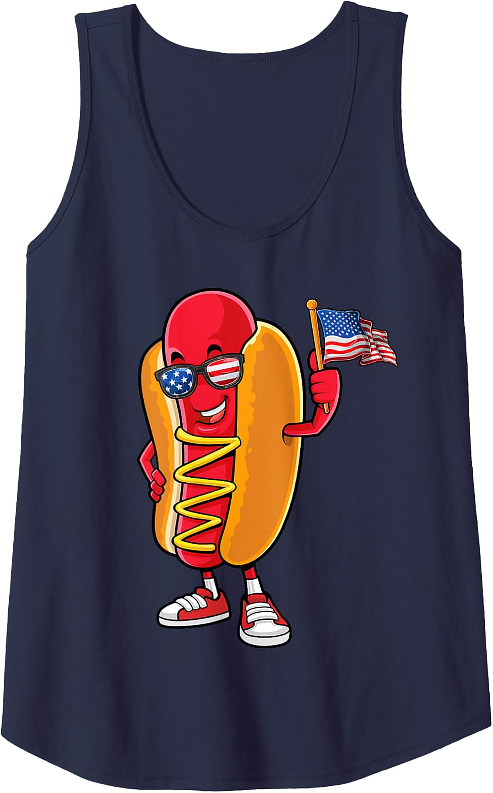 Patriotic Hot Dog American Flag Graphic Tank Top | Summer Wear