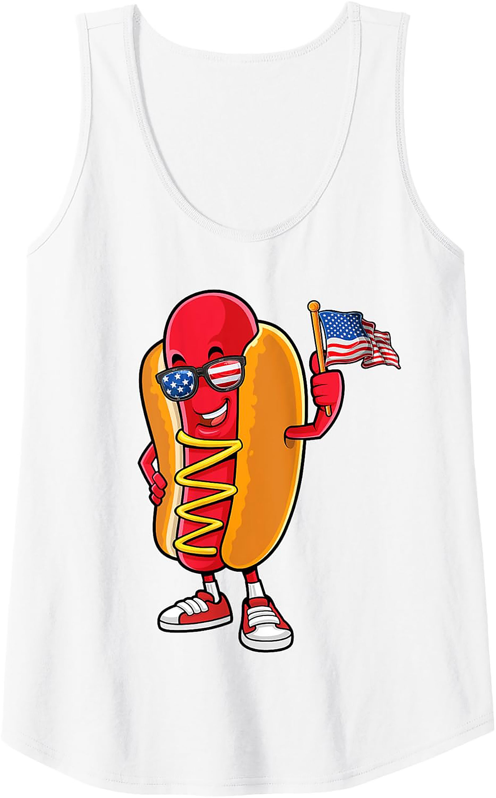 Patriotic Hot Dog American Flag Graphic Tank Top | Summer Wear