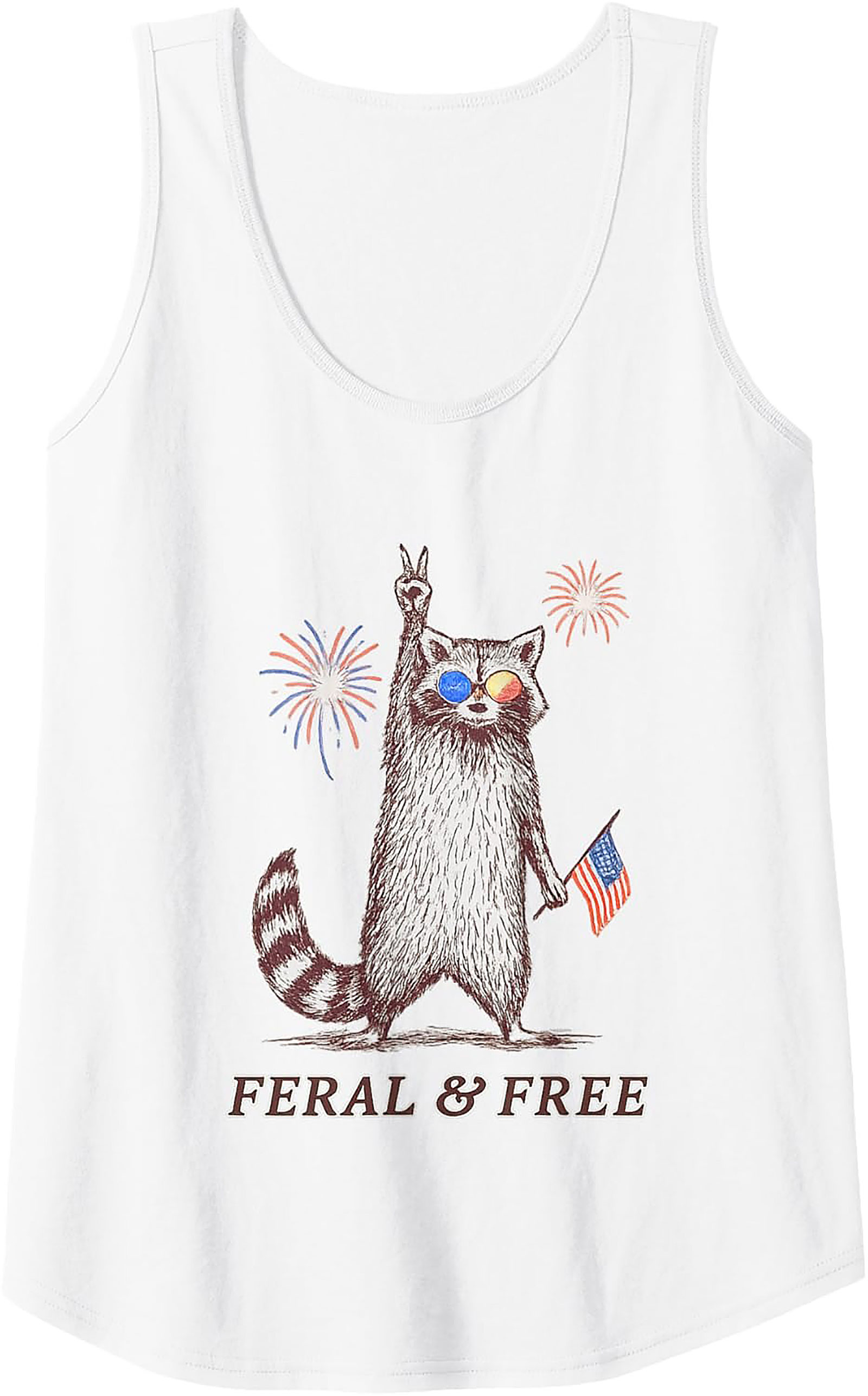 Feral & Free Raccoon Patriotic Graphic Tank Top | Summer Tee