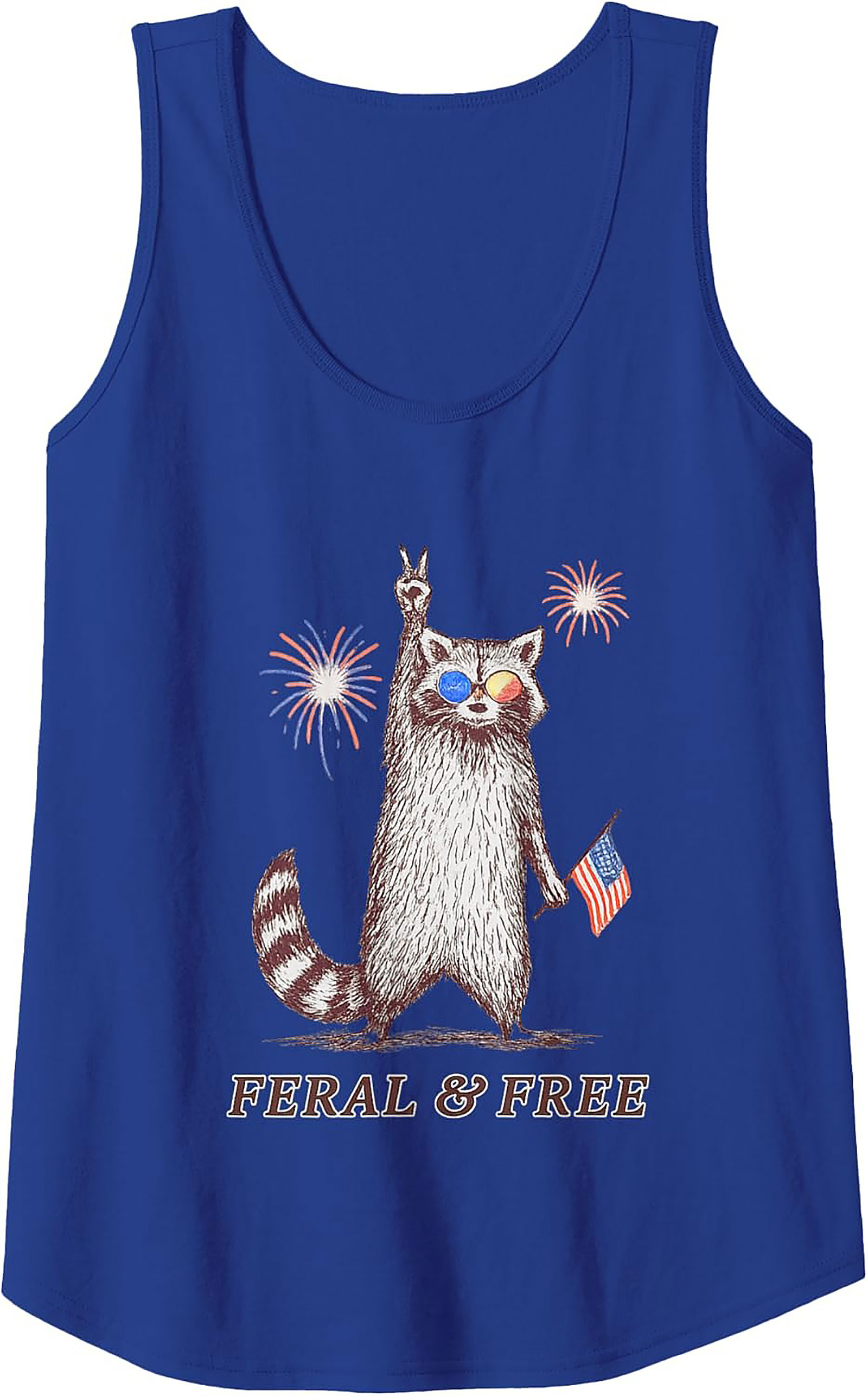 Feral & Free Raccoon Patriotic Graphic Tank Top | Summer Tee