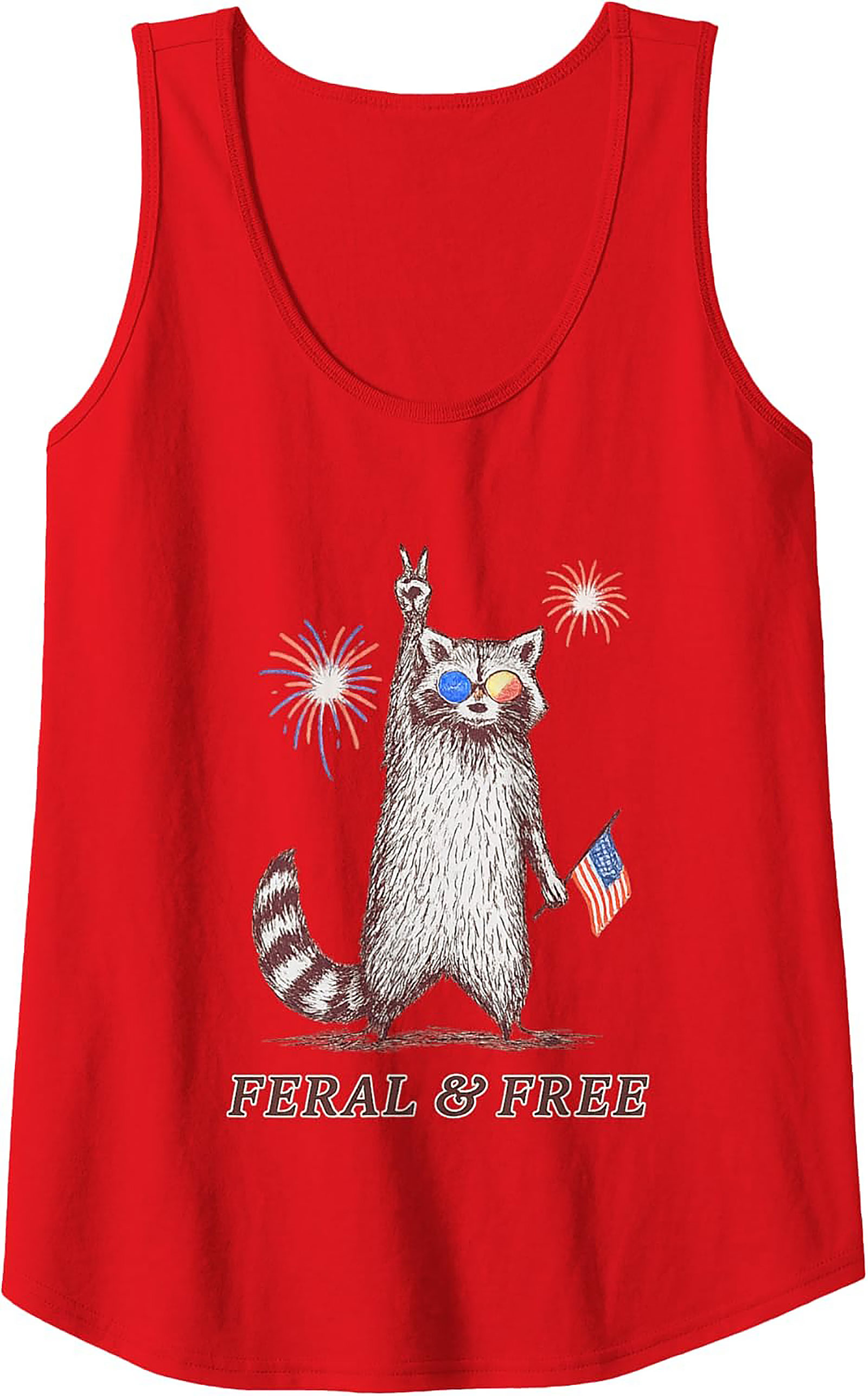 Feral & Free Raccoon Patriotic Graphic Tank Top | Summer Tee
