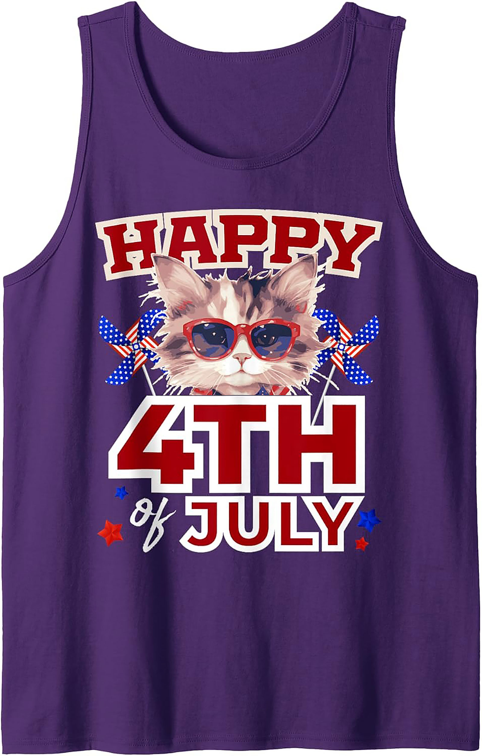 Patriotic Cat 4th of July Tank Top - Cute Summer Sleeveless Tee