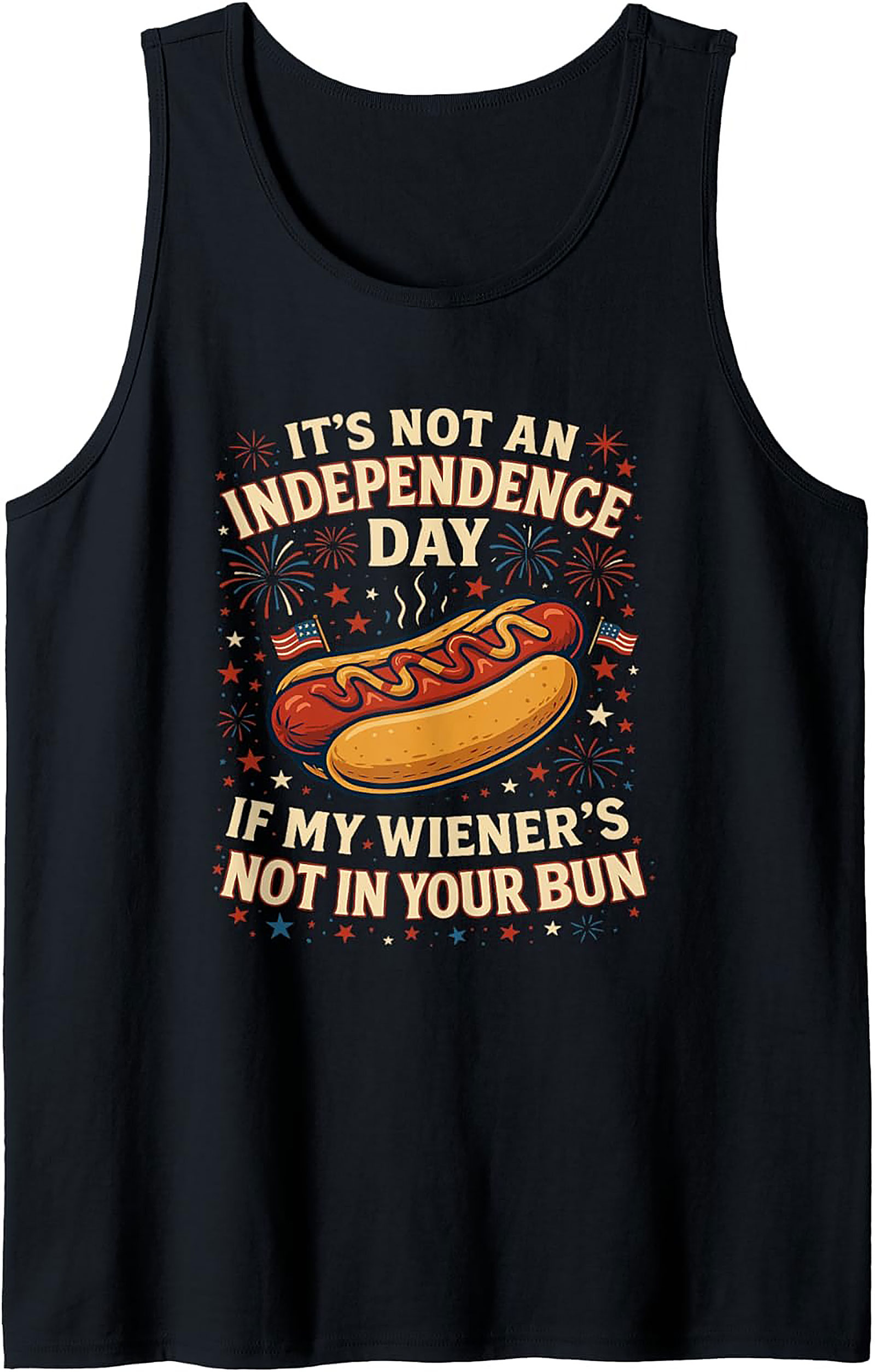 Funny 4th of July Hot Dog Wiener Graphic Tank Top