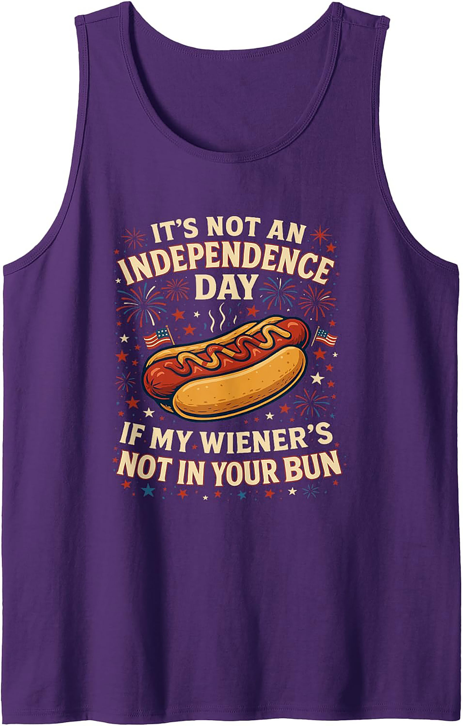 Funny 4th of July Hot Dog Wiener Graphic Tank Top