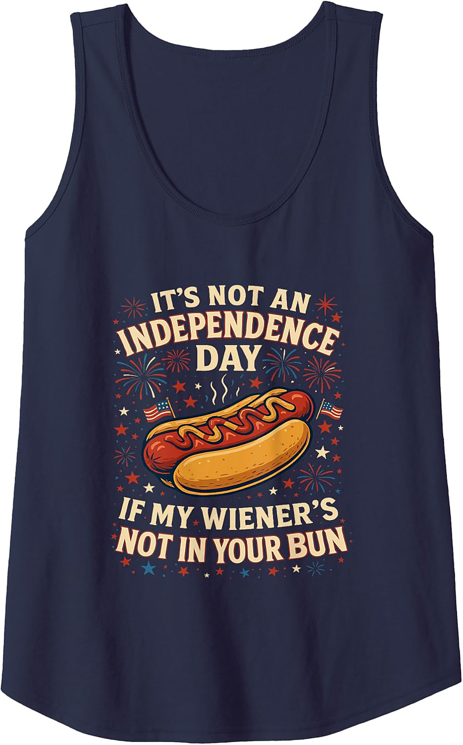 Funny 4th of July Hot Dog Wiener Graphic Tank Top