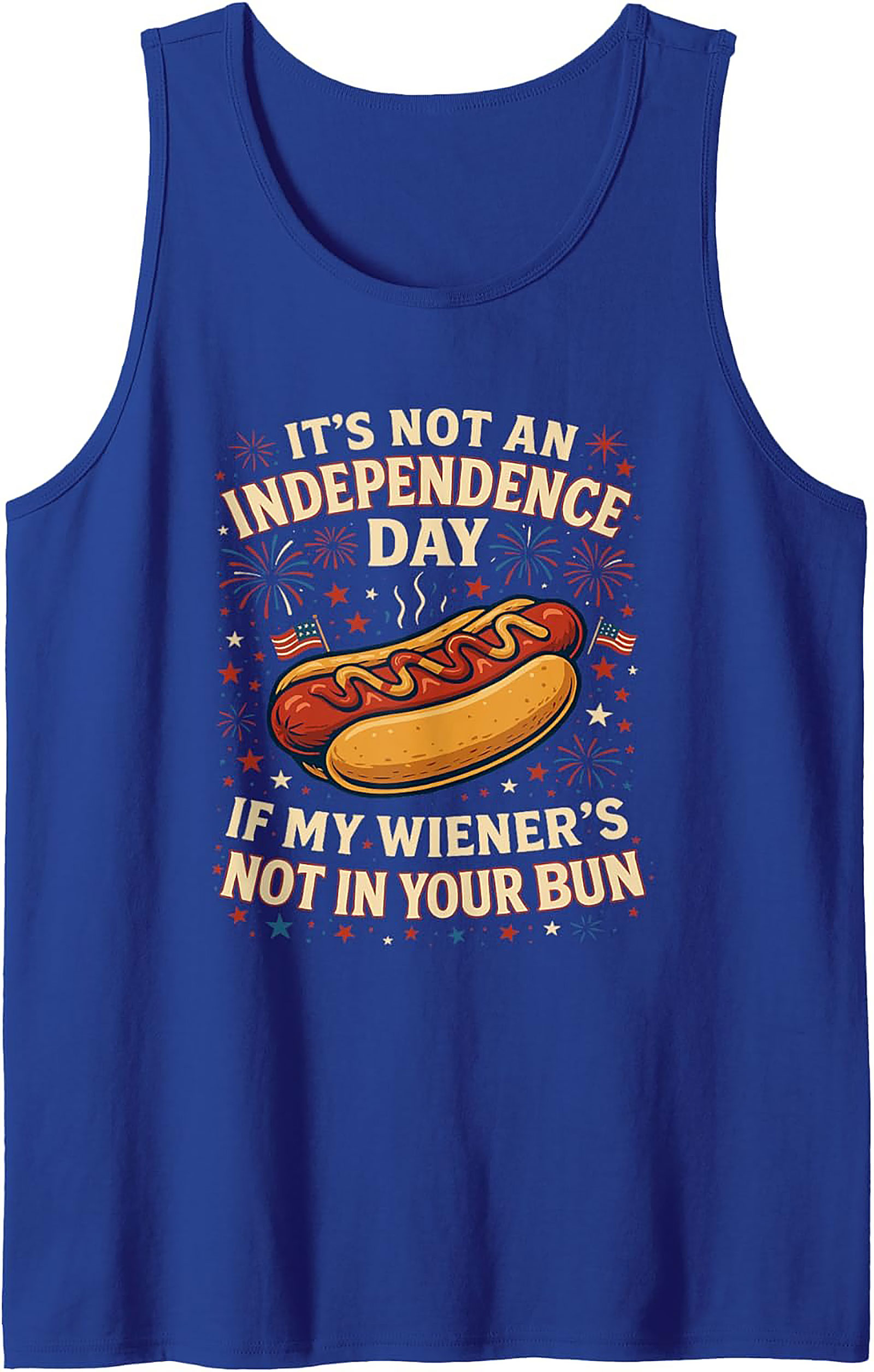 Funny 4th of July Hot Dog Wiener Graphic Tank Top