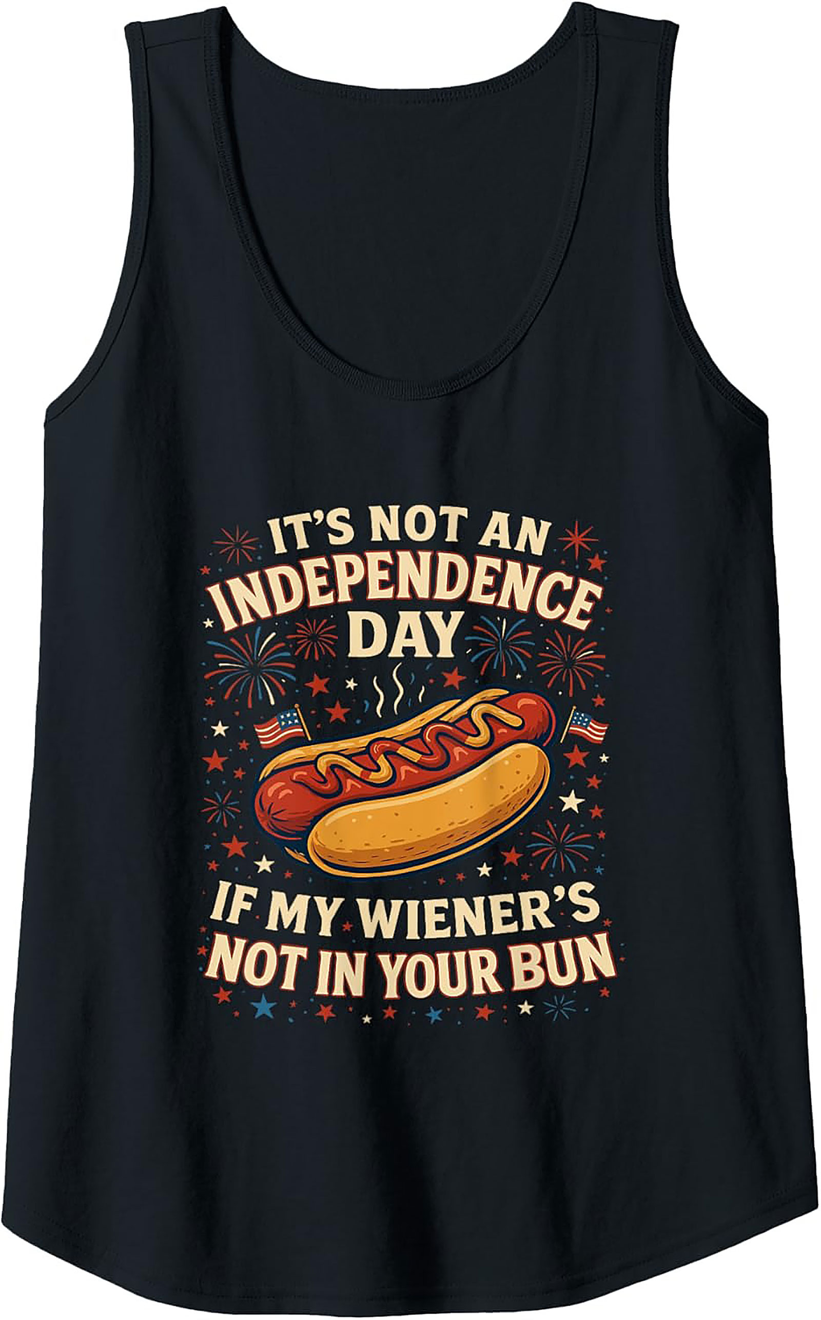 Funny 4th of July Hot Dog Wiener Graphic Tank Top