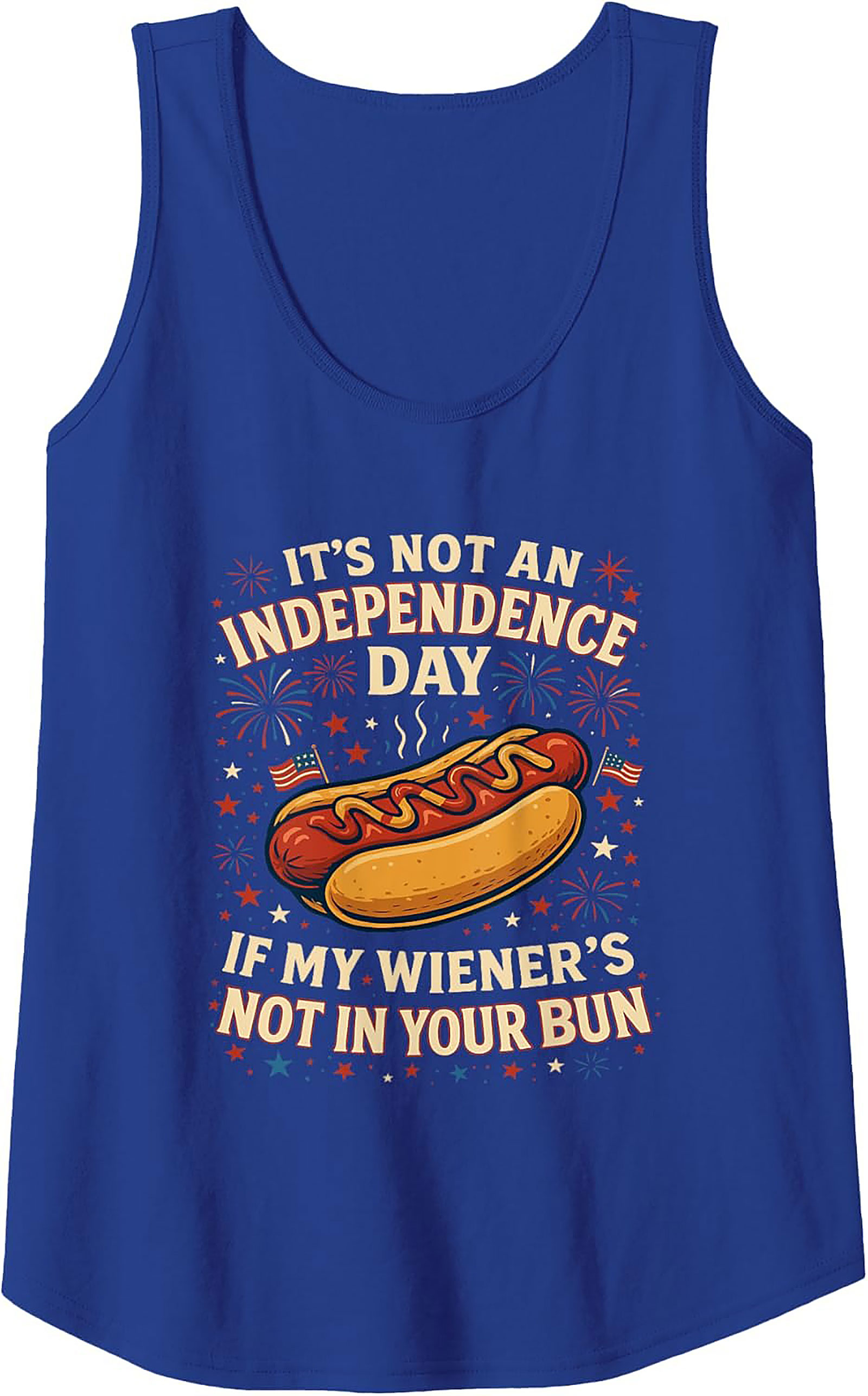 Funny 4th of July Hot Dog Wiener Graphic Tank Top