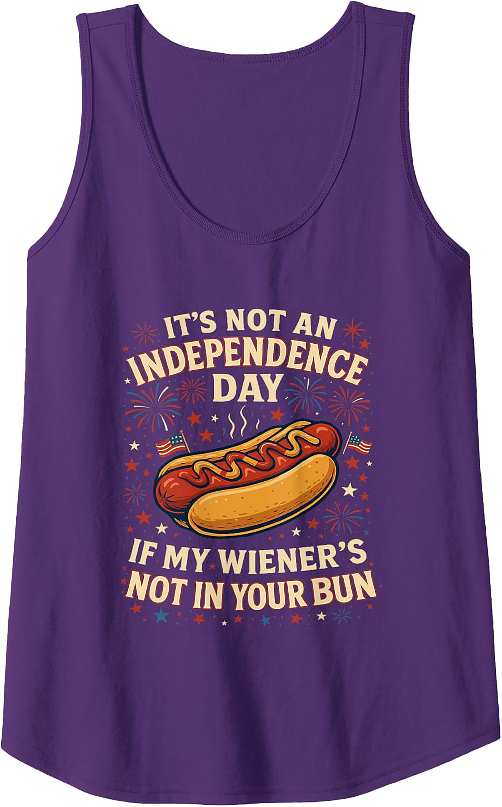 Funny 4th of July Hot Dog Wiener Graphic Tank Top