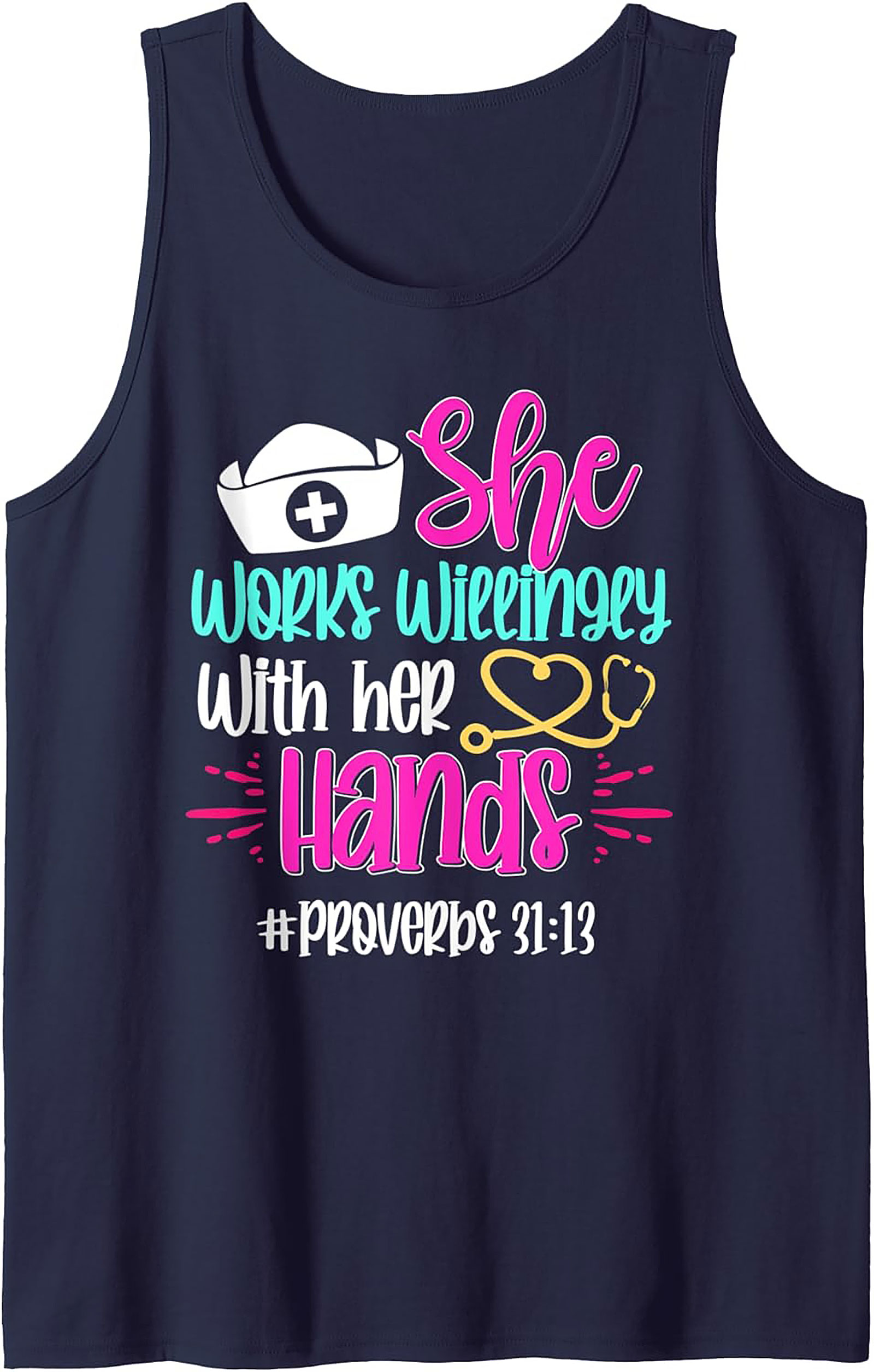 Nurse Proverbs 31:13 Graphic Tank Top Christian Nursing Gift