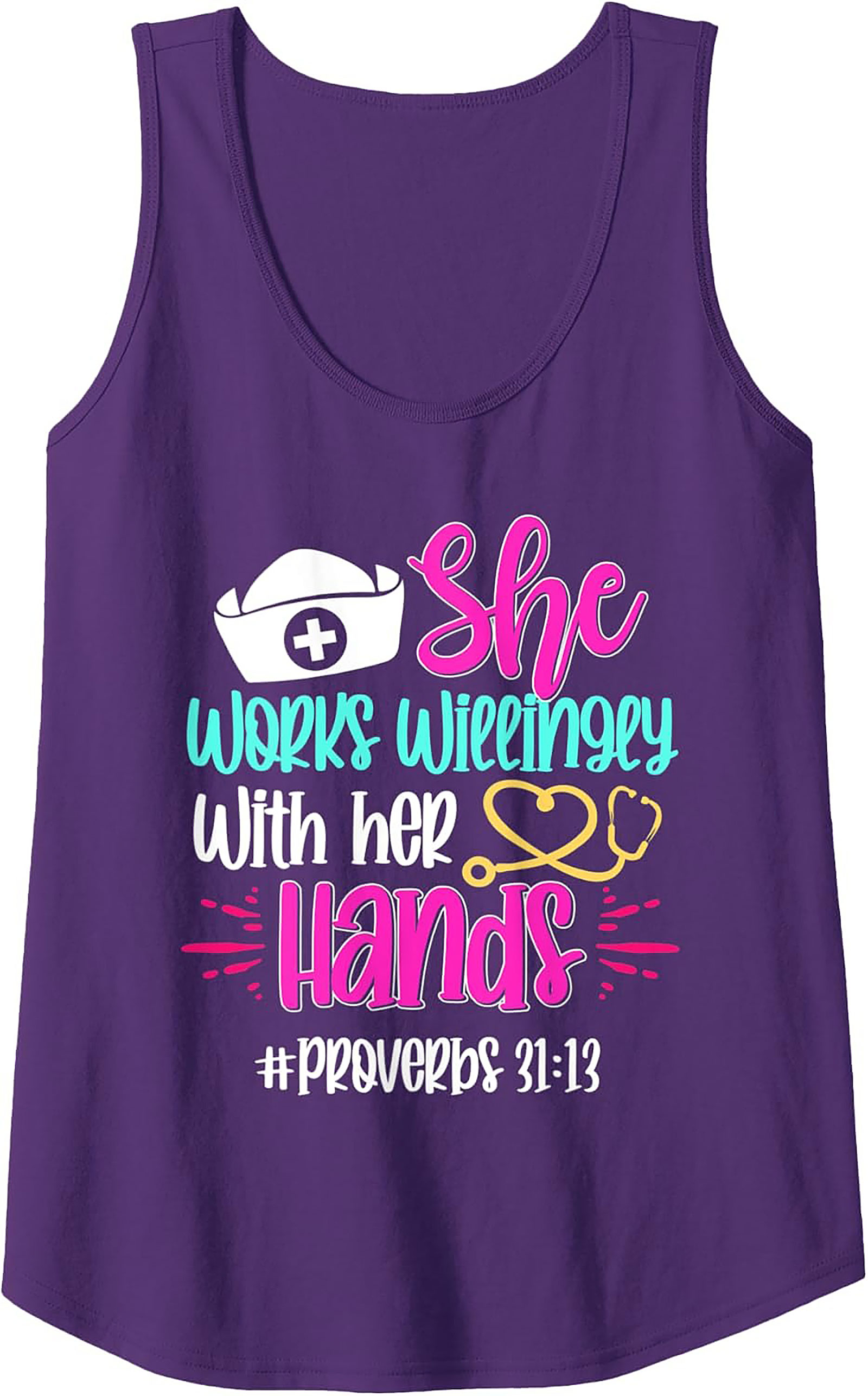 Nurse Proverbs 31:13 Graphic Tank Top Christian Nursing Gift
