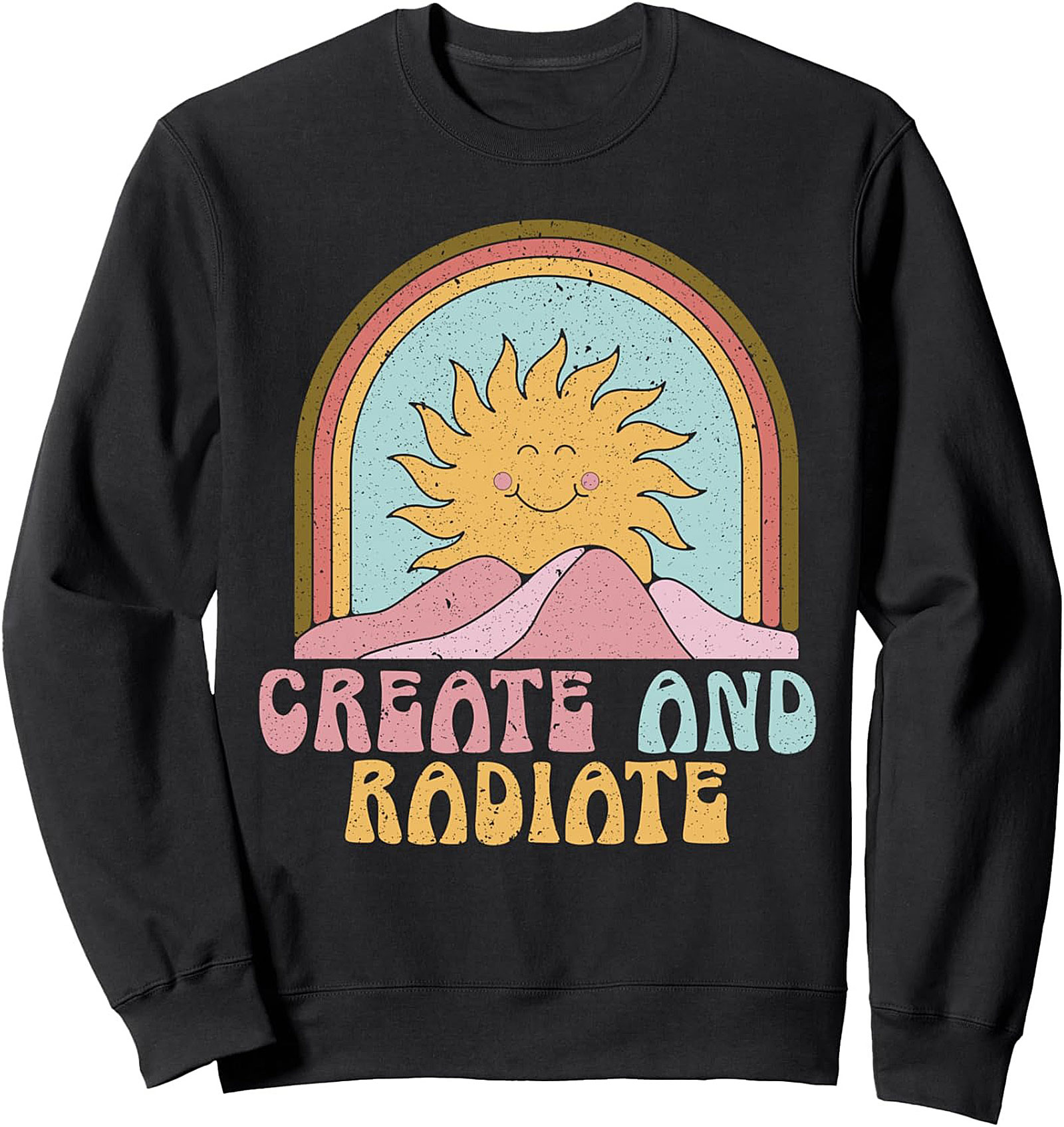 Retro Create and Radiate Graphic Sweatshirt - Boho Sun Crewneck