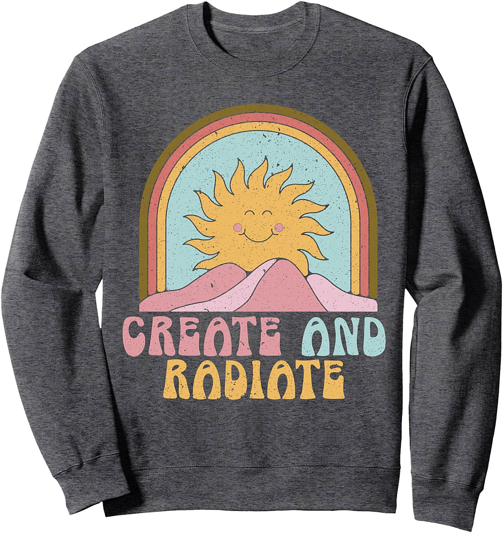 Retro Create and Radiate Graphic Sweatshirt - Boho Sun Crewneck