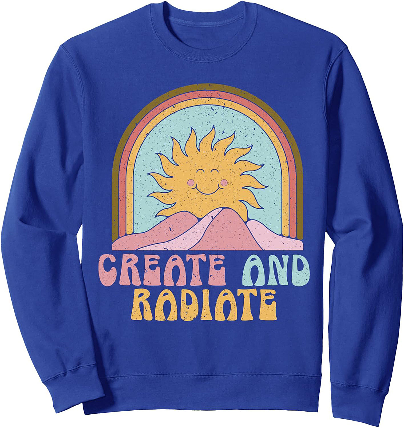 Retro Create and Radiate Graphic Sweatshirt - Boho Sun Crewneck