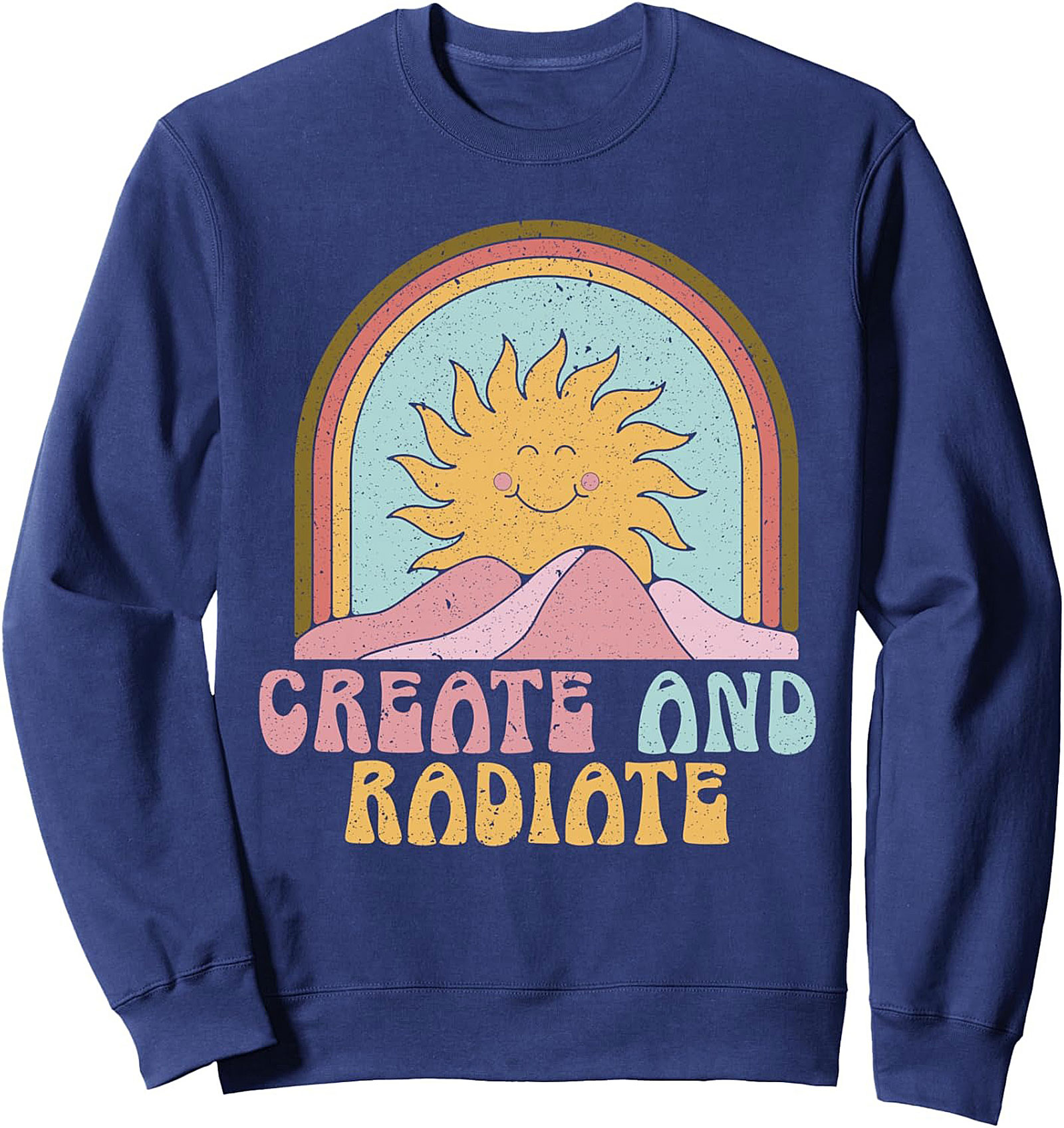 Retro Create and Radiate Graphic Sweatshirt - Boho Sun Crewneck