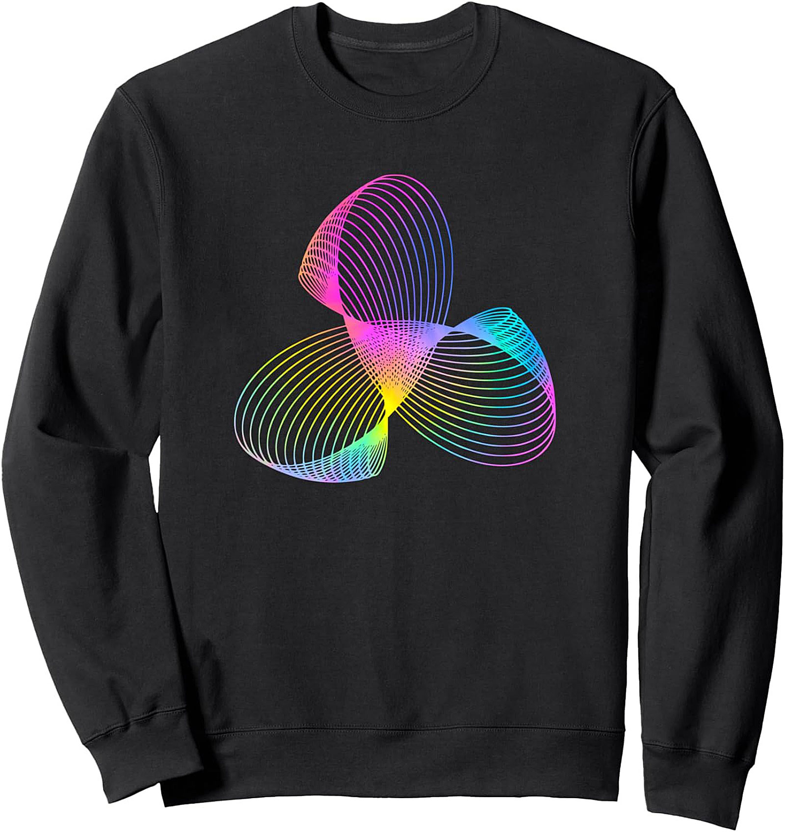 Abstract Geometric Neon Spirograph Graphic Sweatshirt