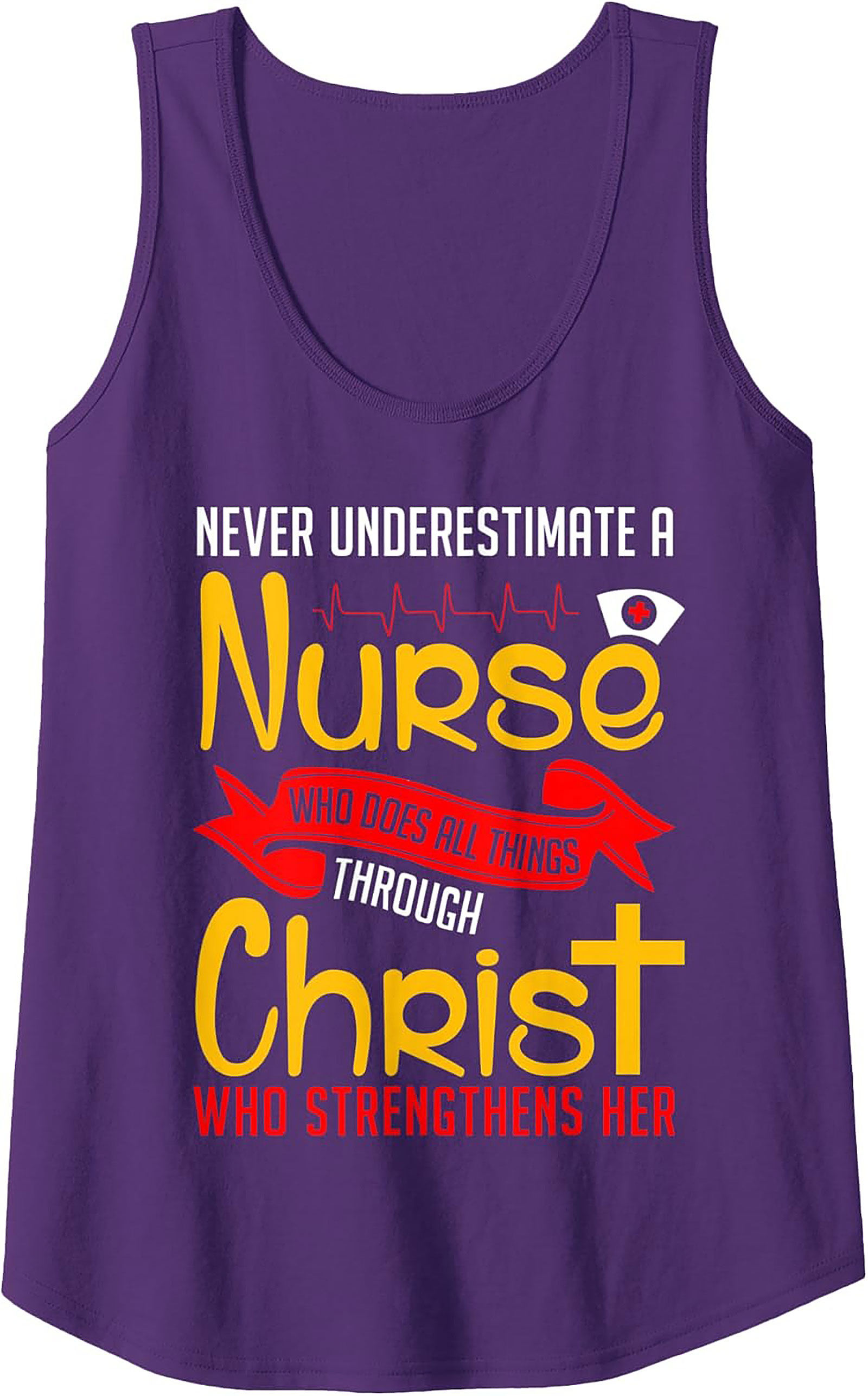  Nurse Christian Tank Top Strength Through Christ Design