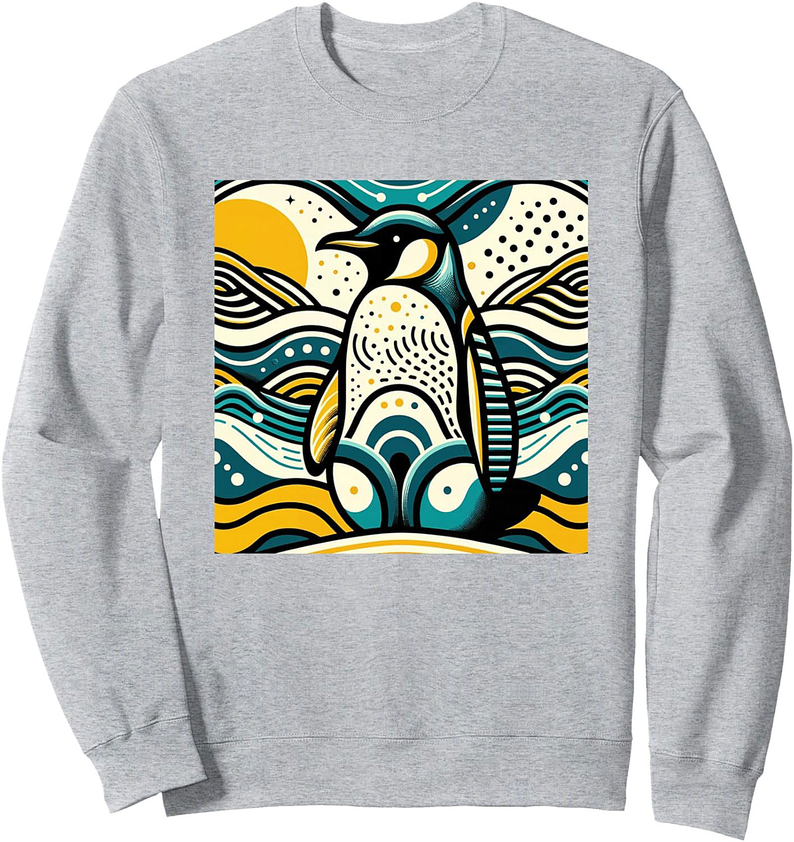 Artistic Penguin Graphic Crewneck Sweatshirt