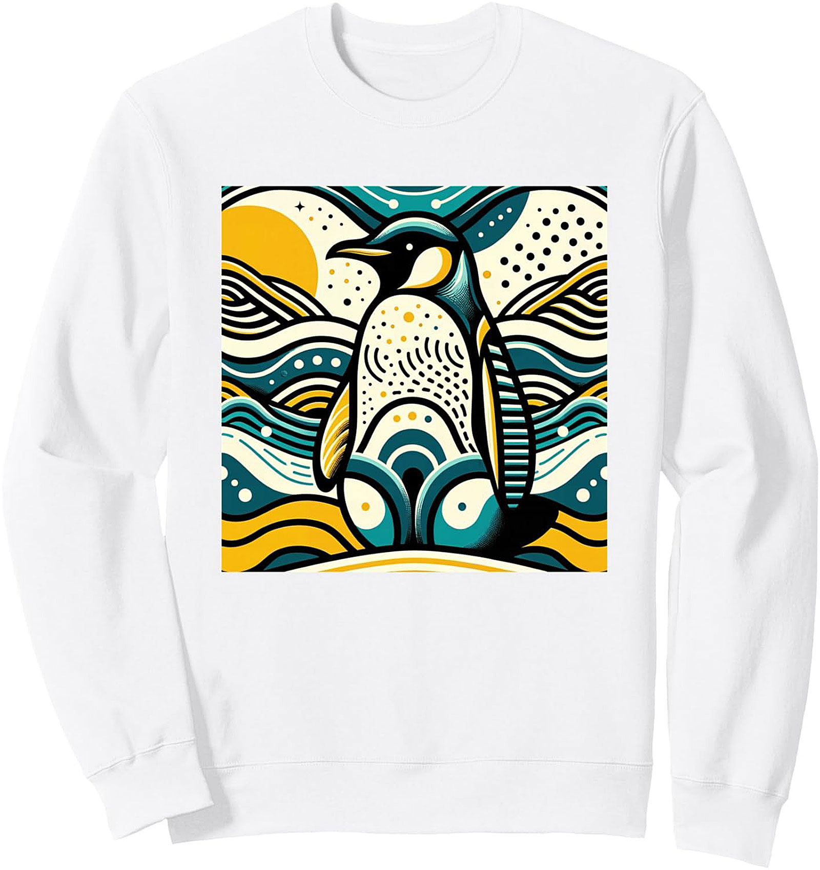 Artistic Penguin Graphic Crewneck Sweatshirt