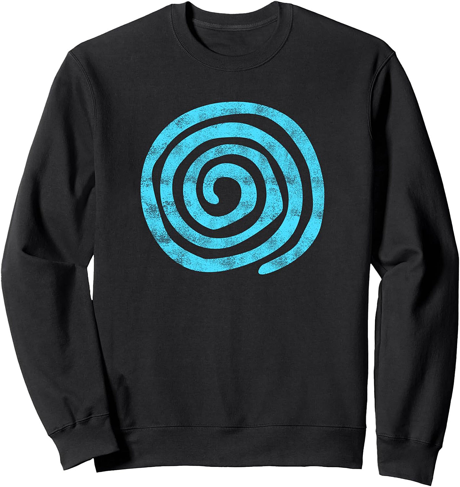 Blue Spiral Graphic Sweatshirt – Distressed Retro Pullover