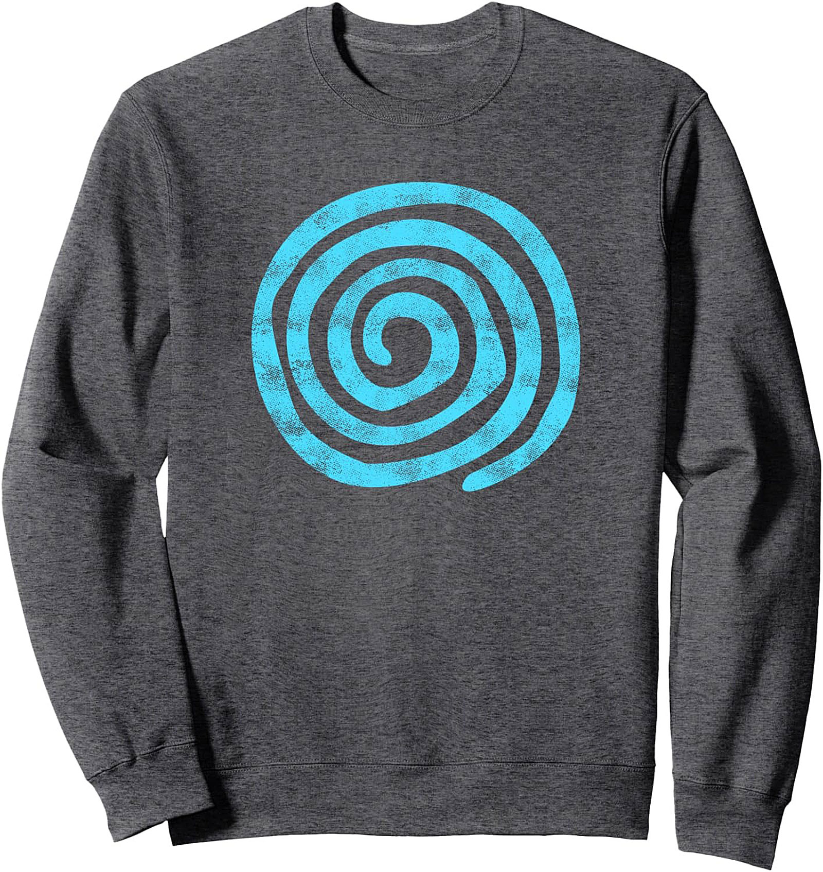 Blue Spiral Graphic Sweatshirt – Distressed Retro Pullover