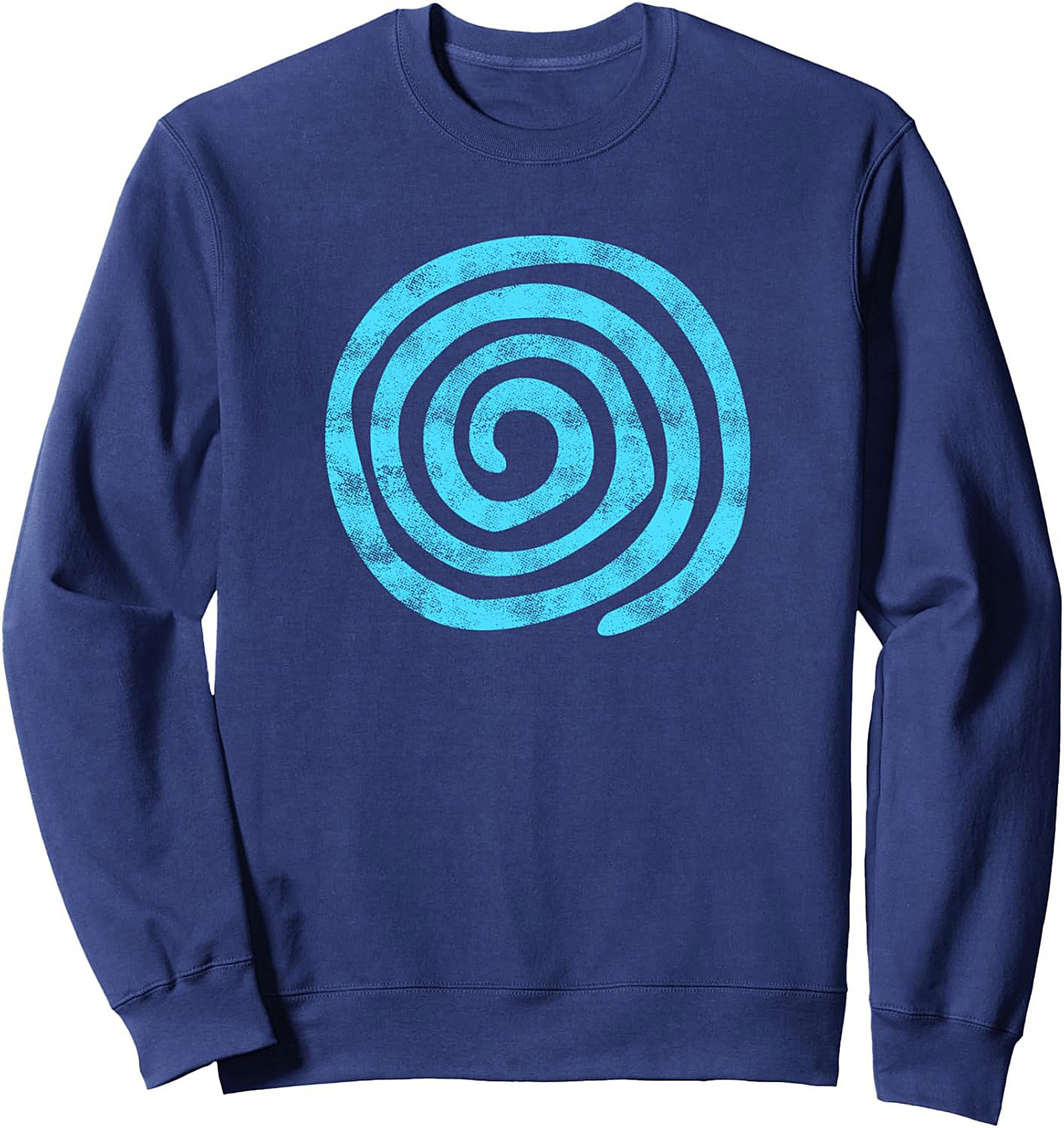 Blue Spiral Graphic Sweatshirt – Distressed Retro Pullover