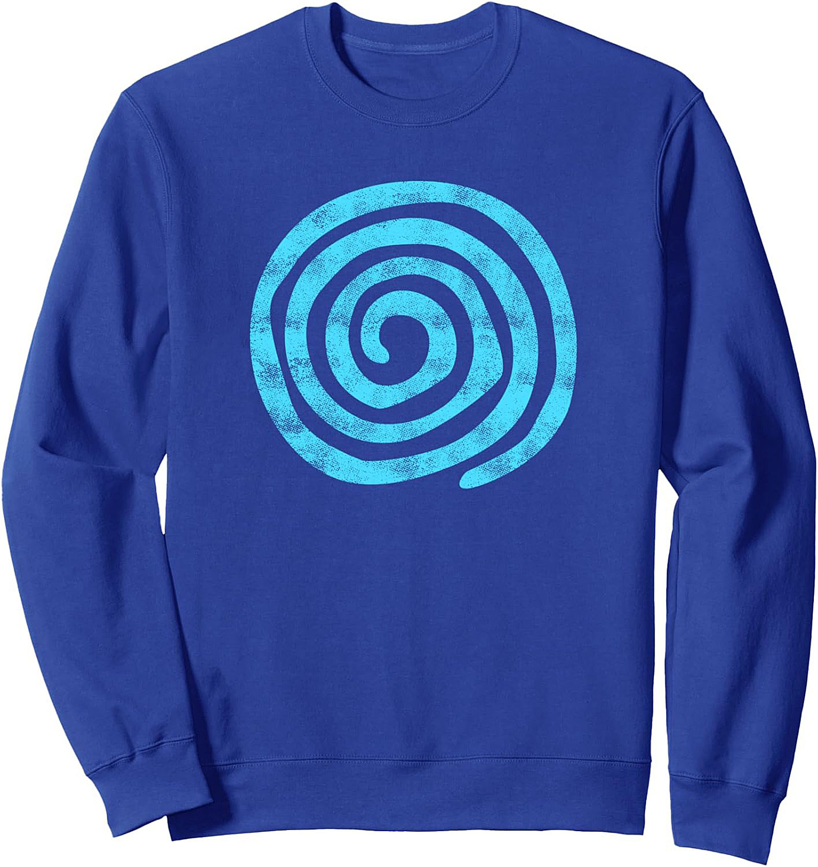 Blue Spiral Graphic Sweatshirt – Distressed Retro Pullover