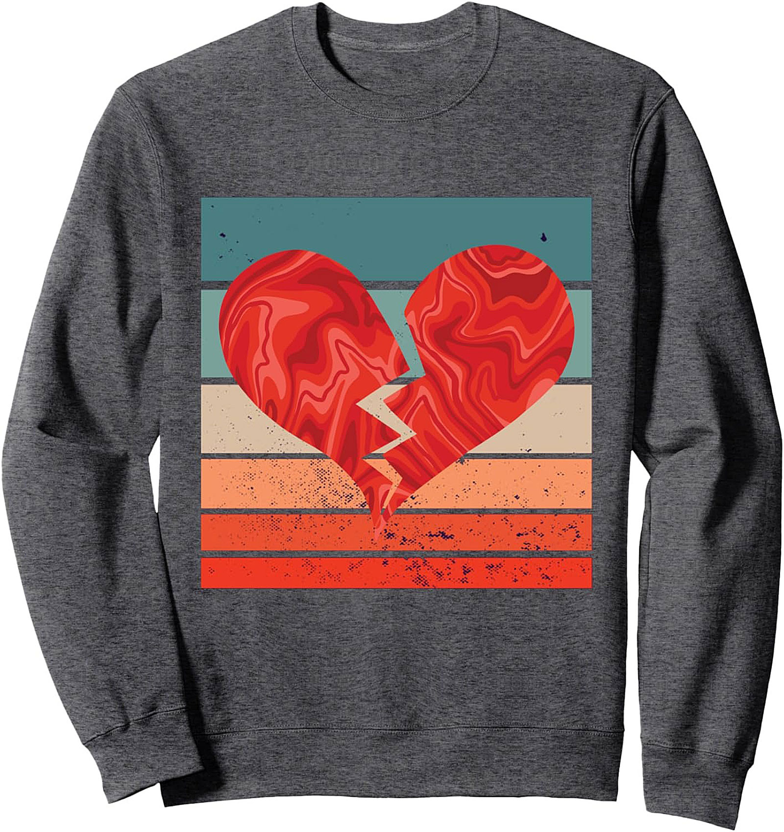 Retro Broken Heart Graphic Sweatshirt - Vintage Aesthetic Crewneck