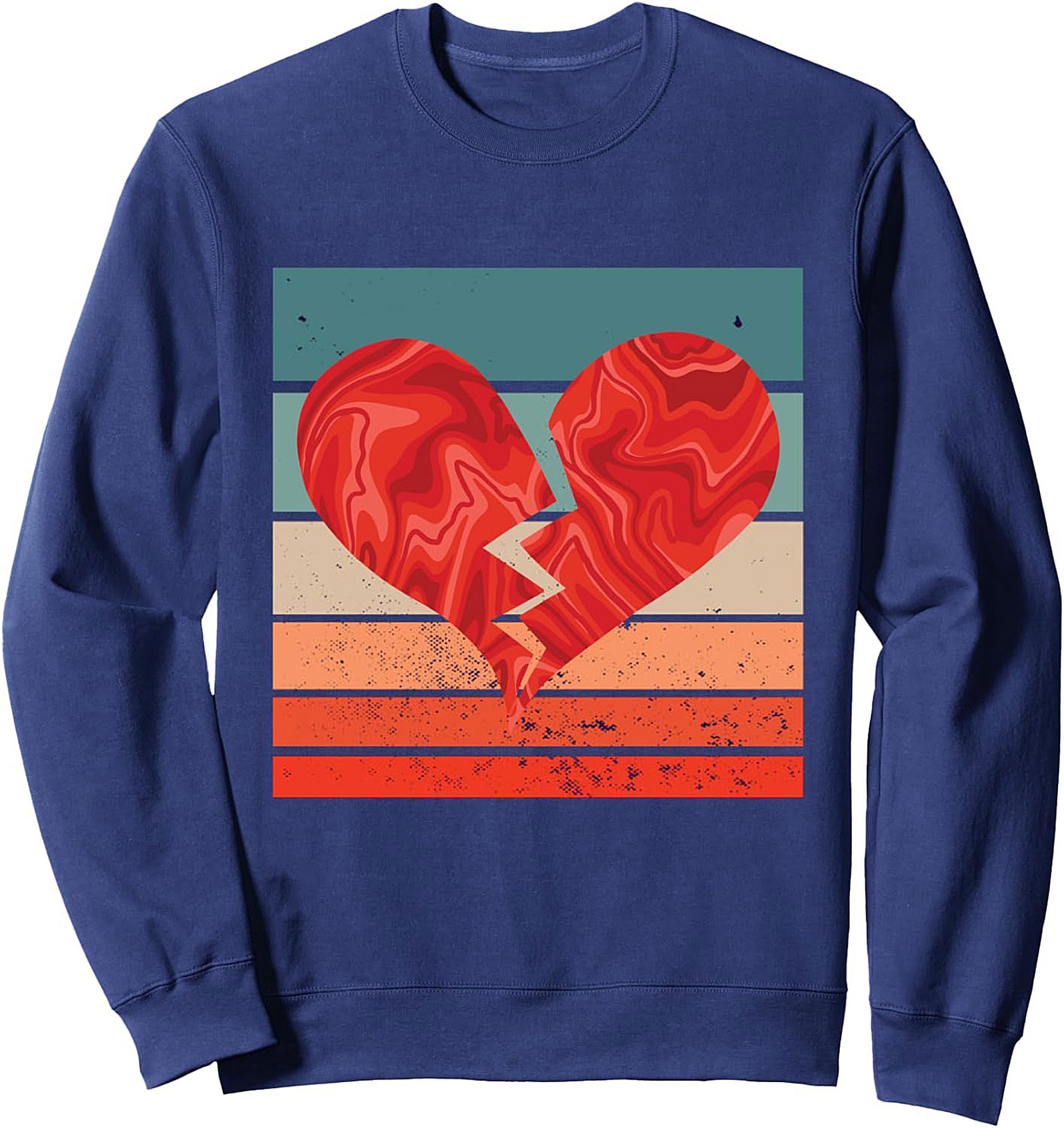 Retro Broken Heart Graphic Sweatshirt - Vintage Aesthetic Crewneck