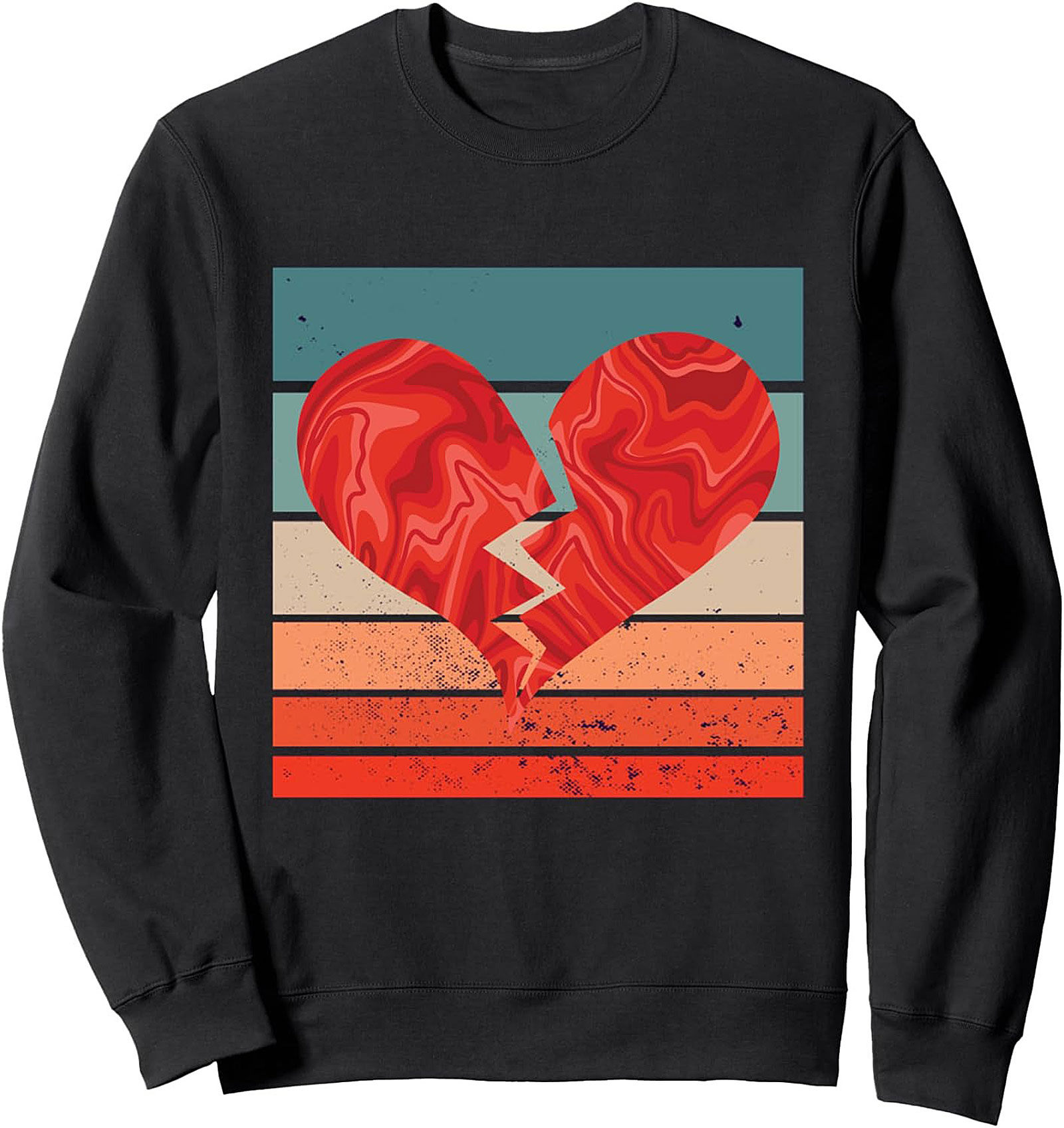 Retro Broken Heart Graphic Sweatshirt - Vintage Aesthetic Crewneck