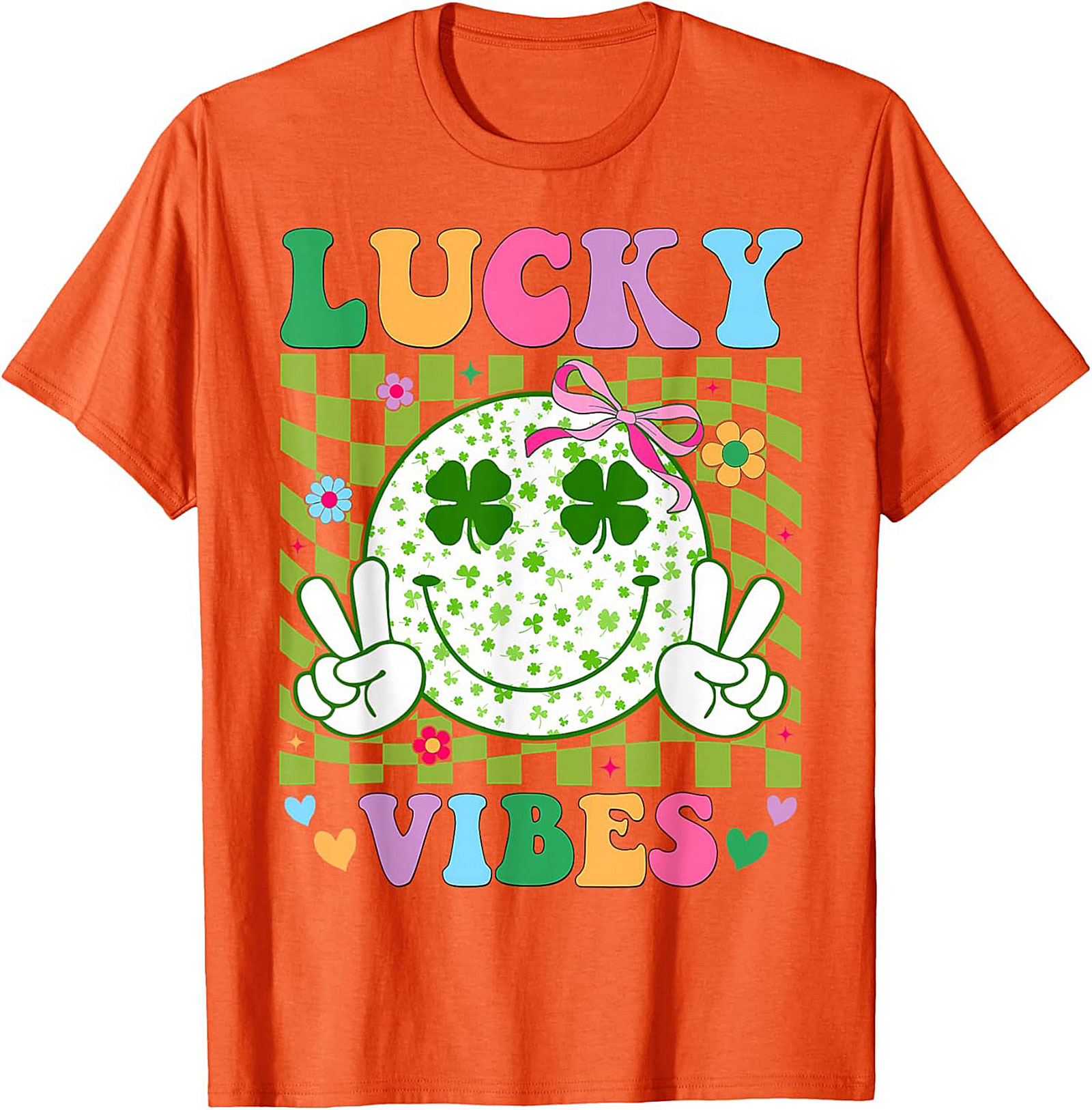 Lucky Vibes St. Patrick's Day T-Shirt | Retro Smiley Tee