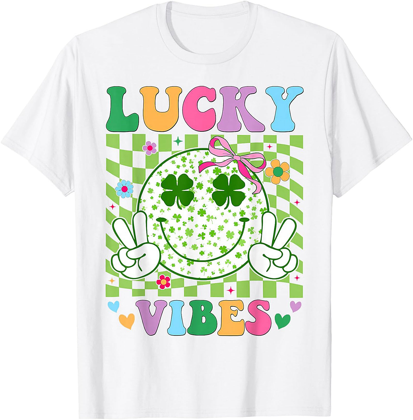 Lucky Vibes St. Patrick's Day T-Shirt | Retro Smiley Tee
