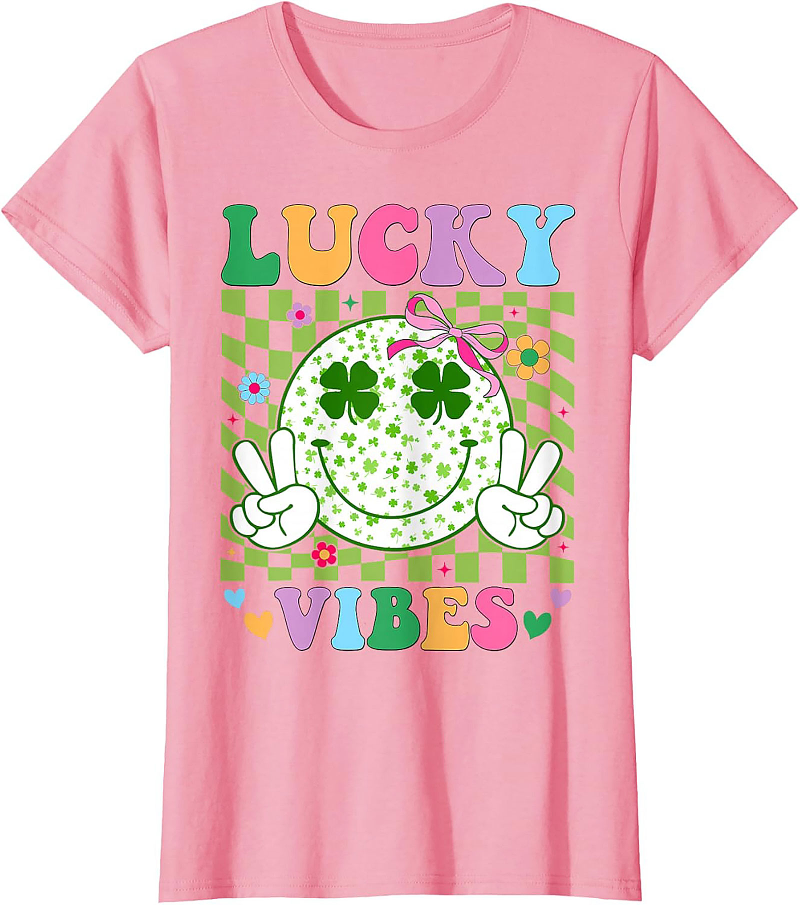 Lucky Vibes St. Patrick's Day T-Shirt | Retro Smiley Tee