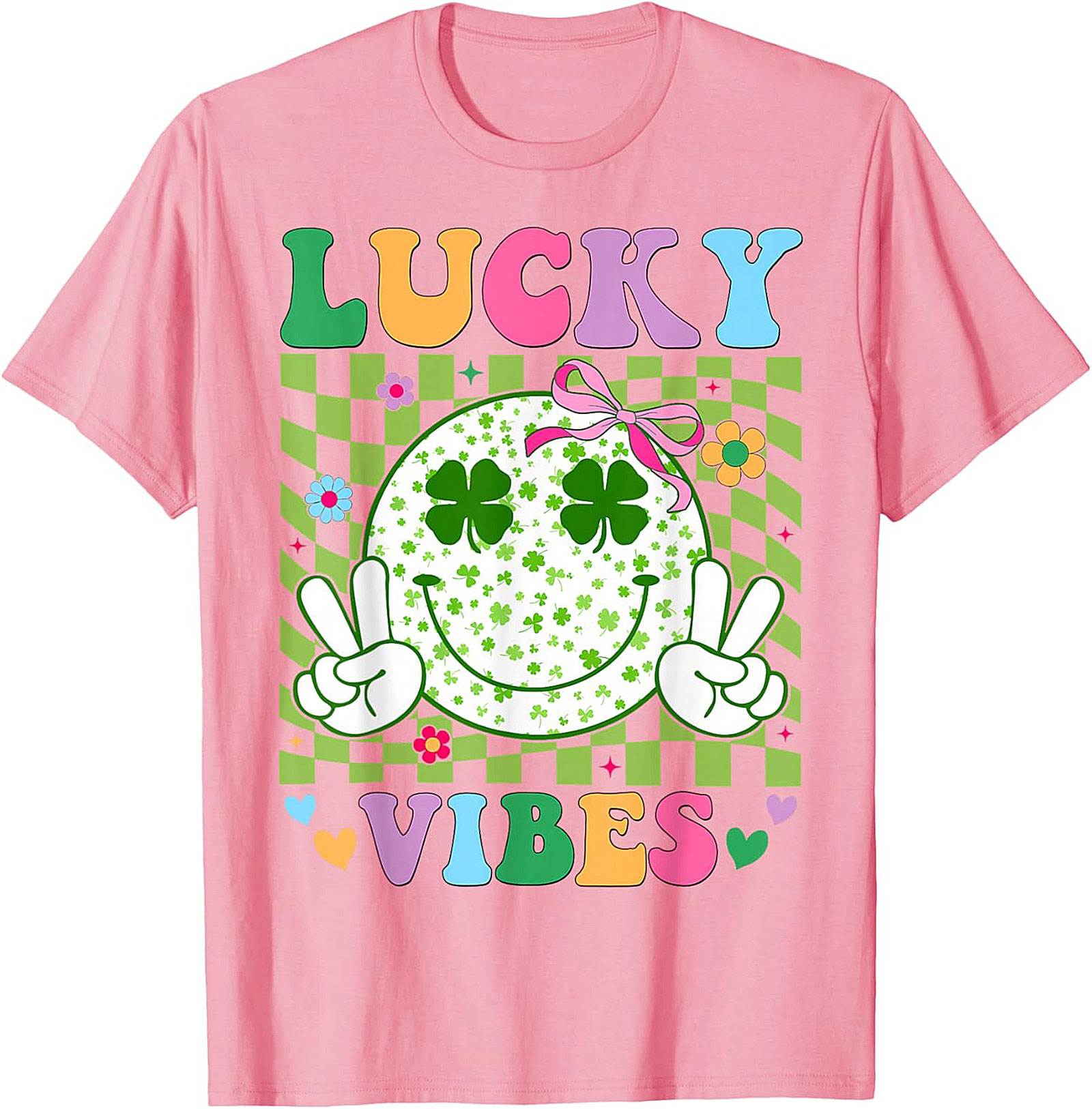 Lucky Vibes St. Patrick's Day T-Shirt | Retro Smiley Tee