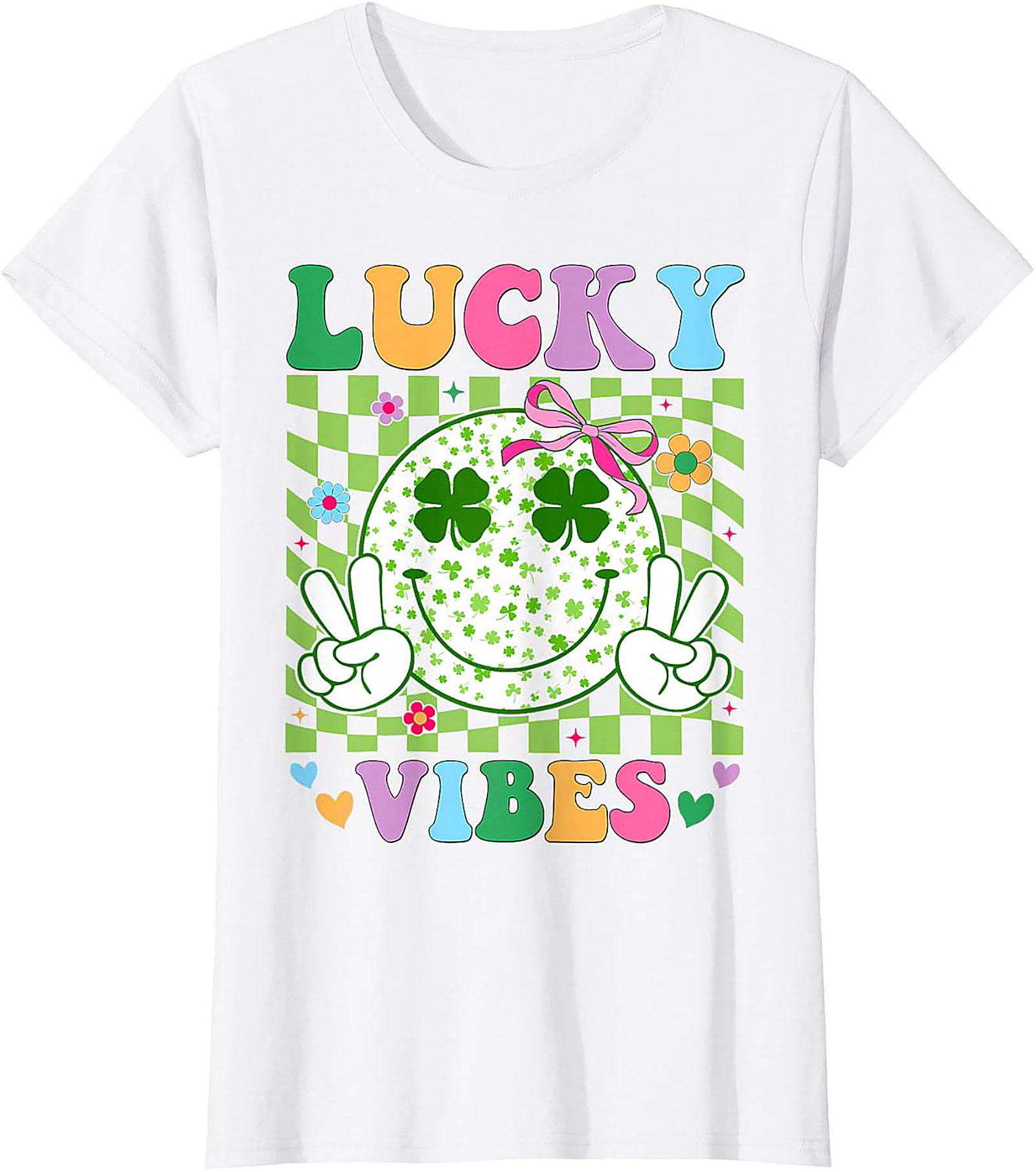 Lucky Vibes St. Patrick's Day T-Shirt | Retro Smiley Tee