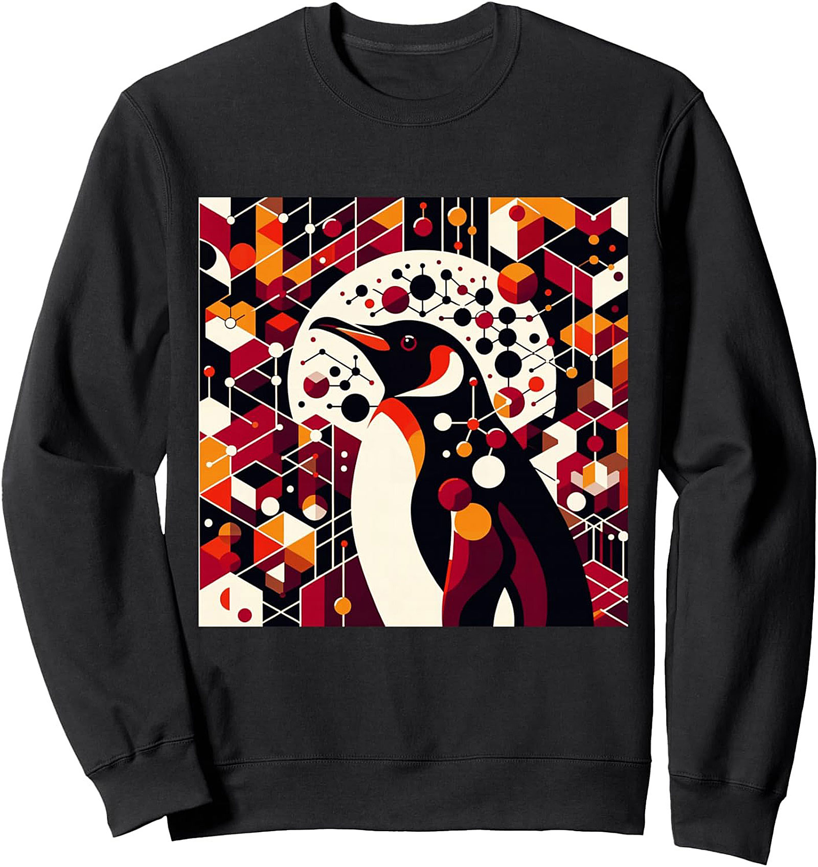 Geometric Penguin Abstract Art Graphic Sweatshirt