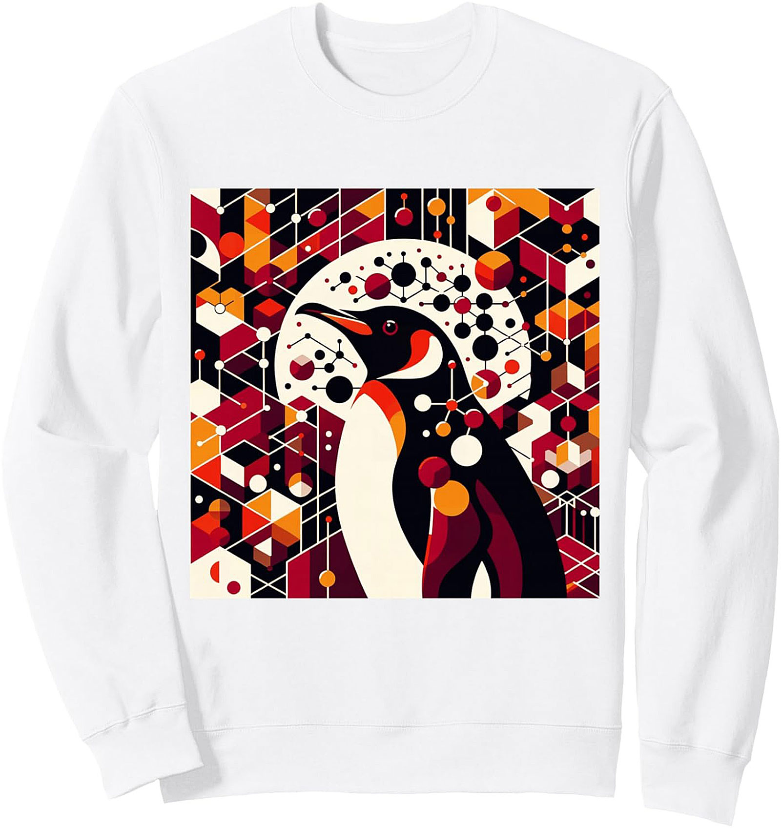 Geometric Penguin Abstract Art Graphic Sweatshirt