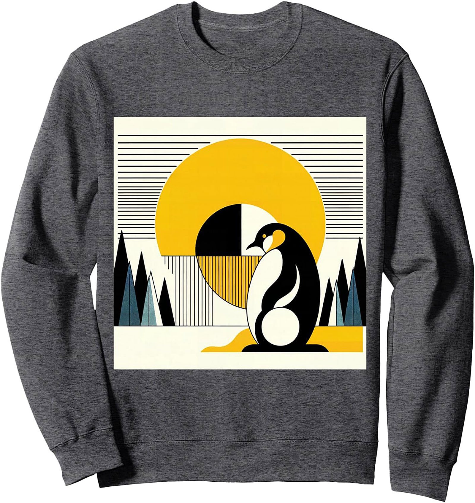 Geometric Penguin Modern Art Graphic Sweatshirt