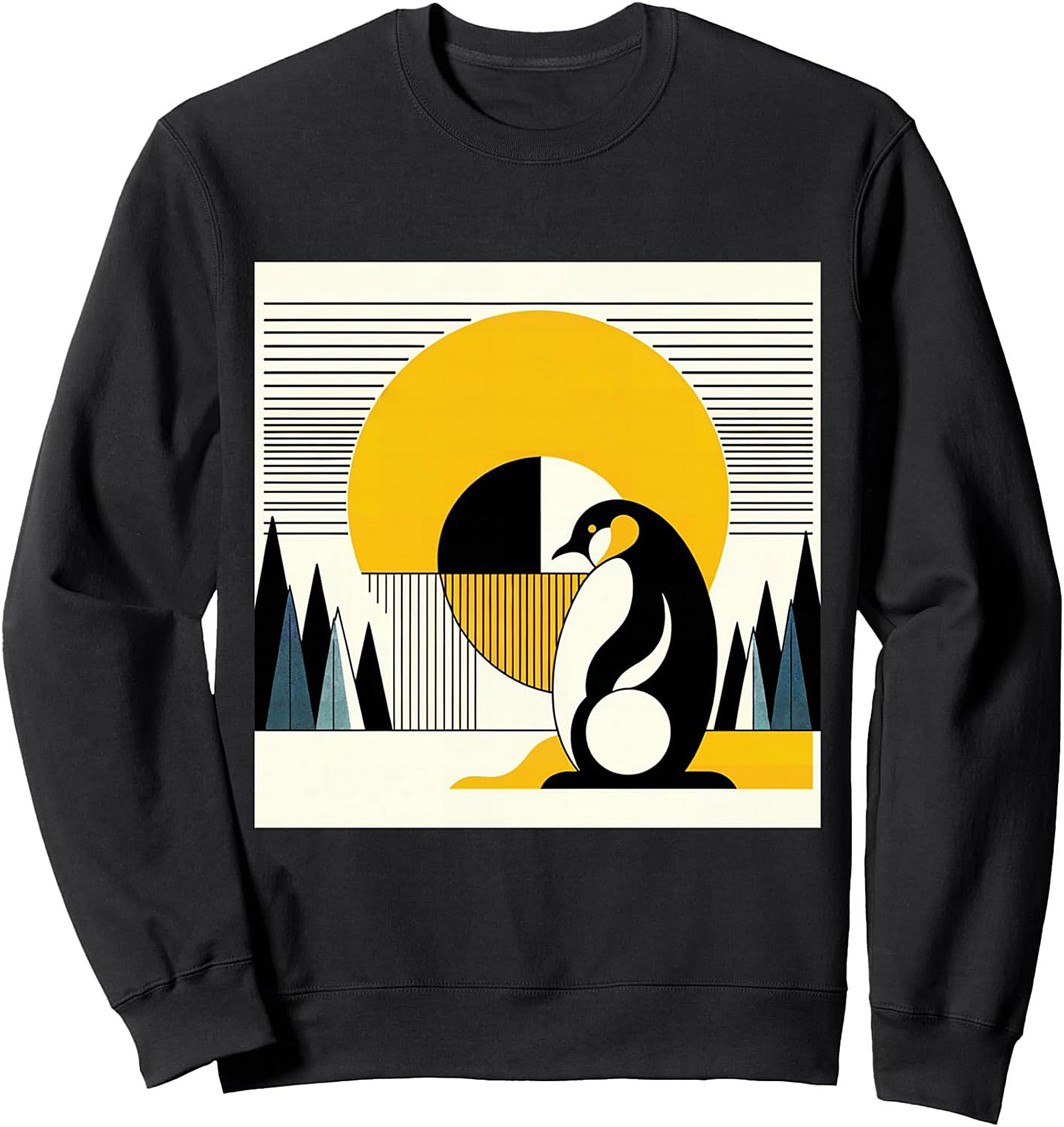 Geometric Penguin Modern Art Graphic Sweatshirt