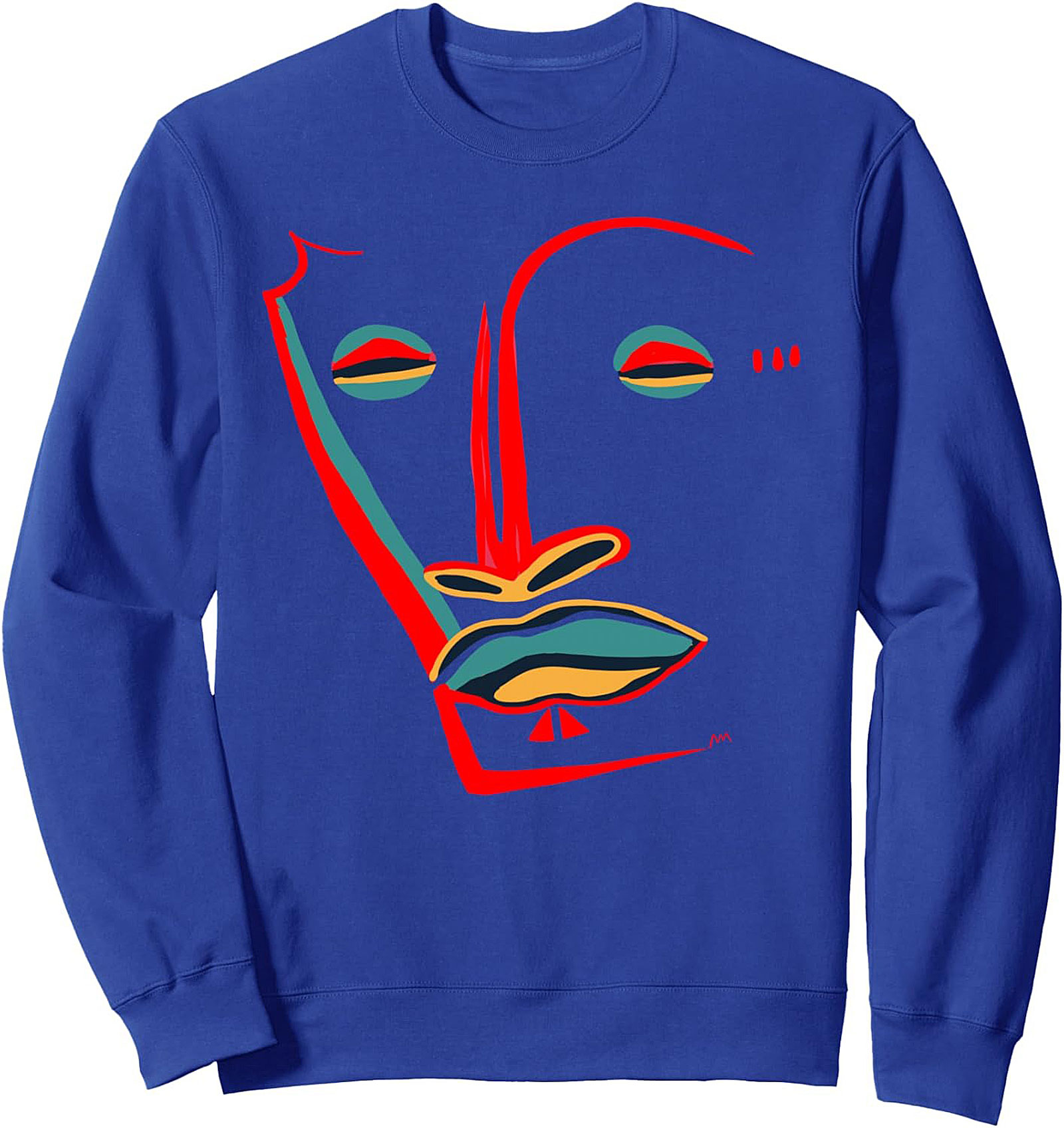 Abstract Tribal Face Graphic Sweatshirt - Modern Art Crewneck