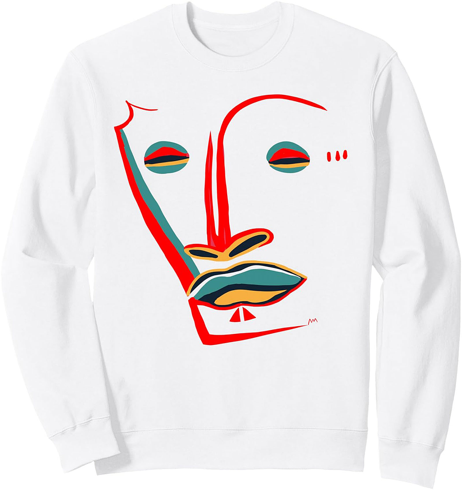 Abstract Tribal Face Graphic Sweatshirt - Modern Art Crewneck