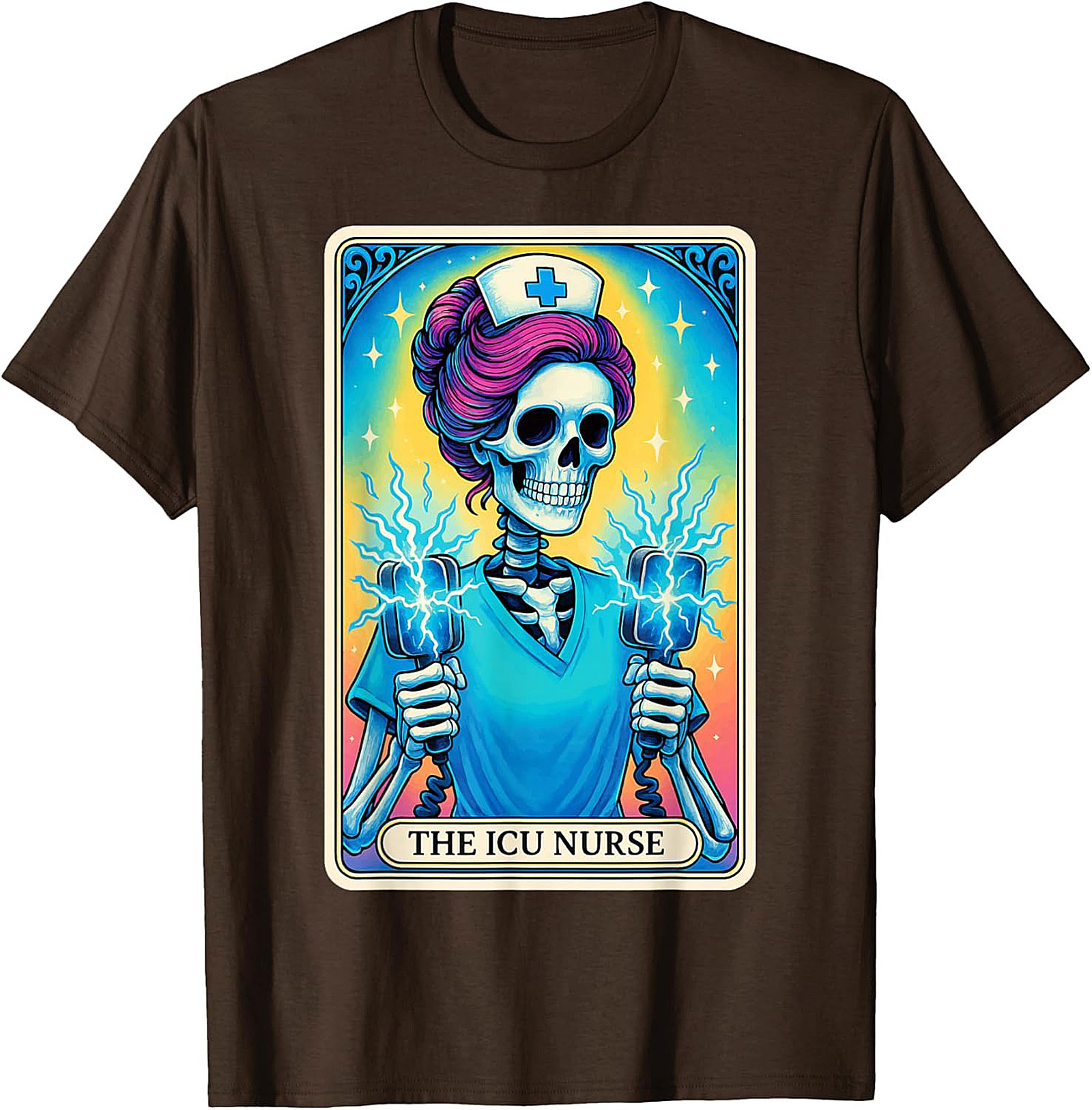 ICU Nurse Tarot Skeleton T-shirt Funny Nursing Graphic Tee