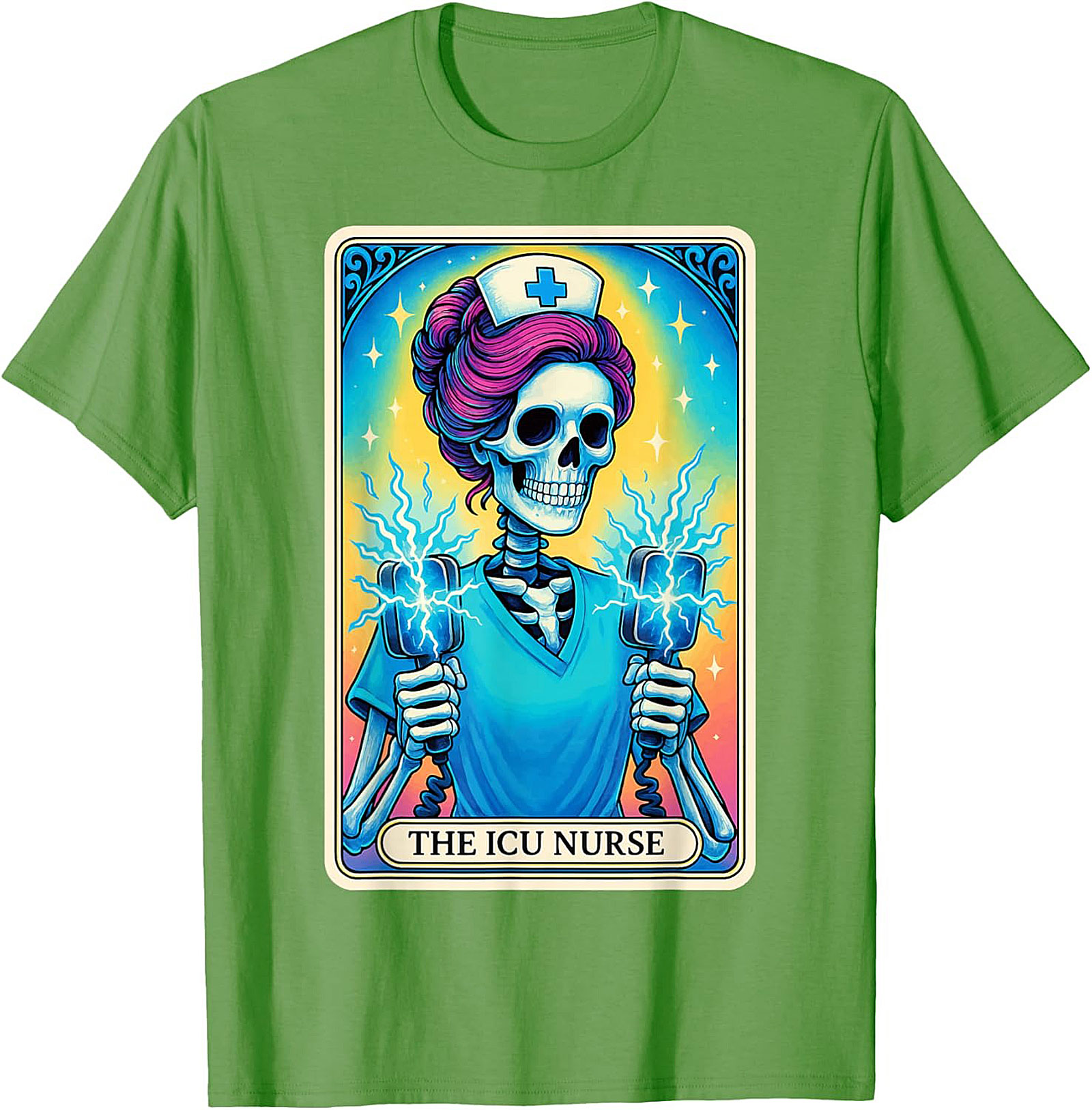 ICU Nurse Tarot Skeleton T-shirt Funny Nursing Graphic Tee