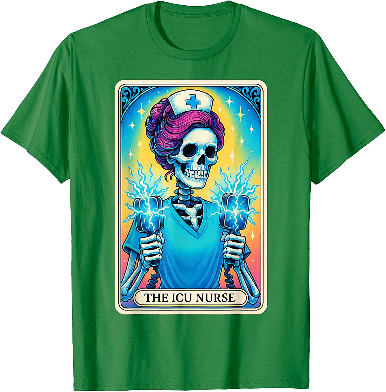 ICU Nurse Tarot Skeleton T-shirt Funny Nursing Graphic Tee