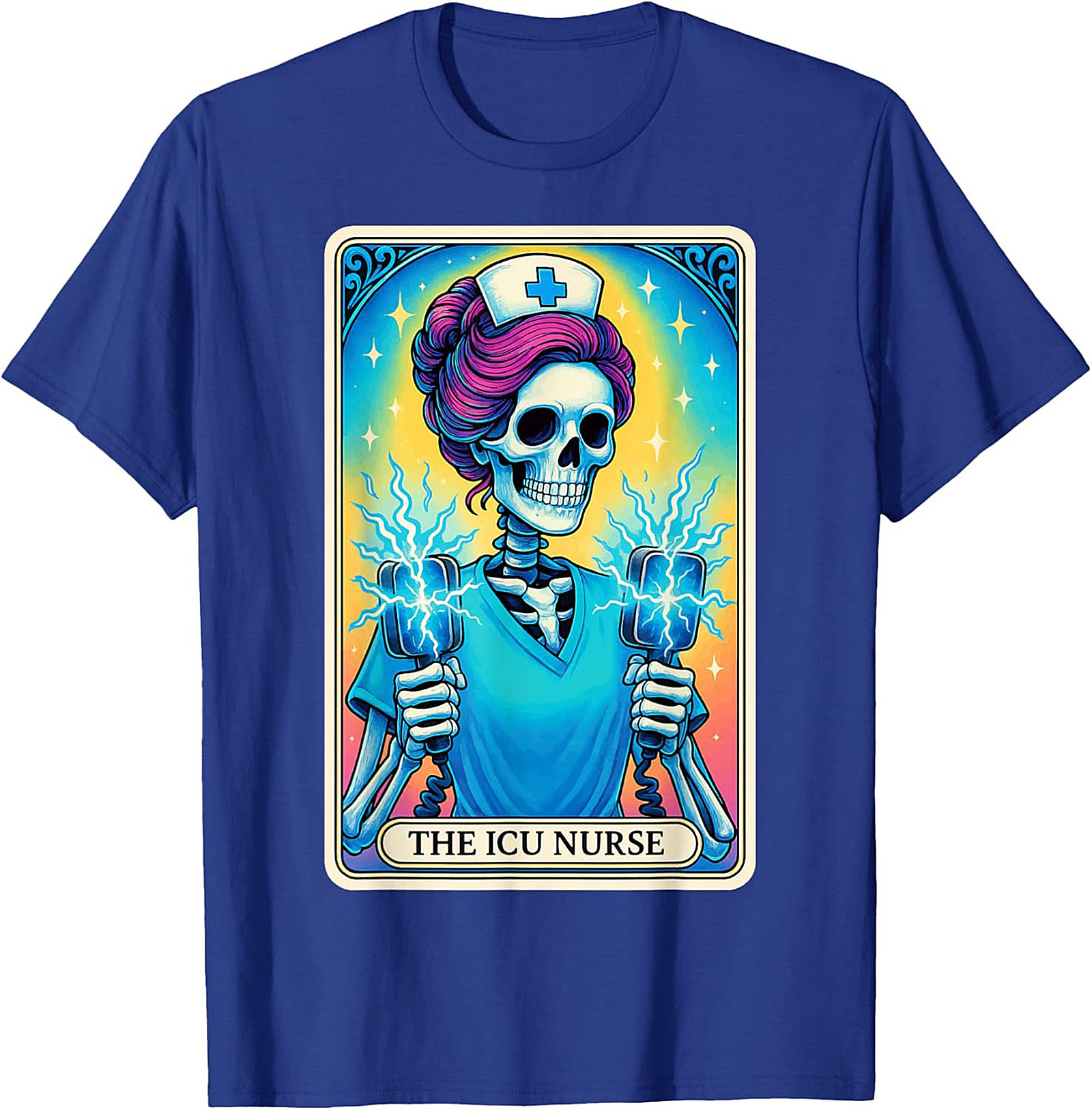 ICU Nurse Tarot Skeleton T-shirt Funny Nursing Graphic Tee