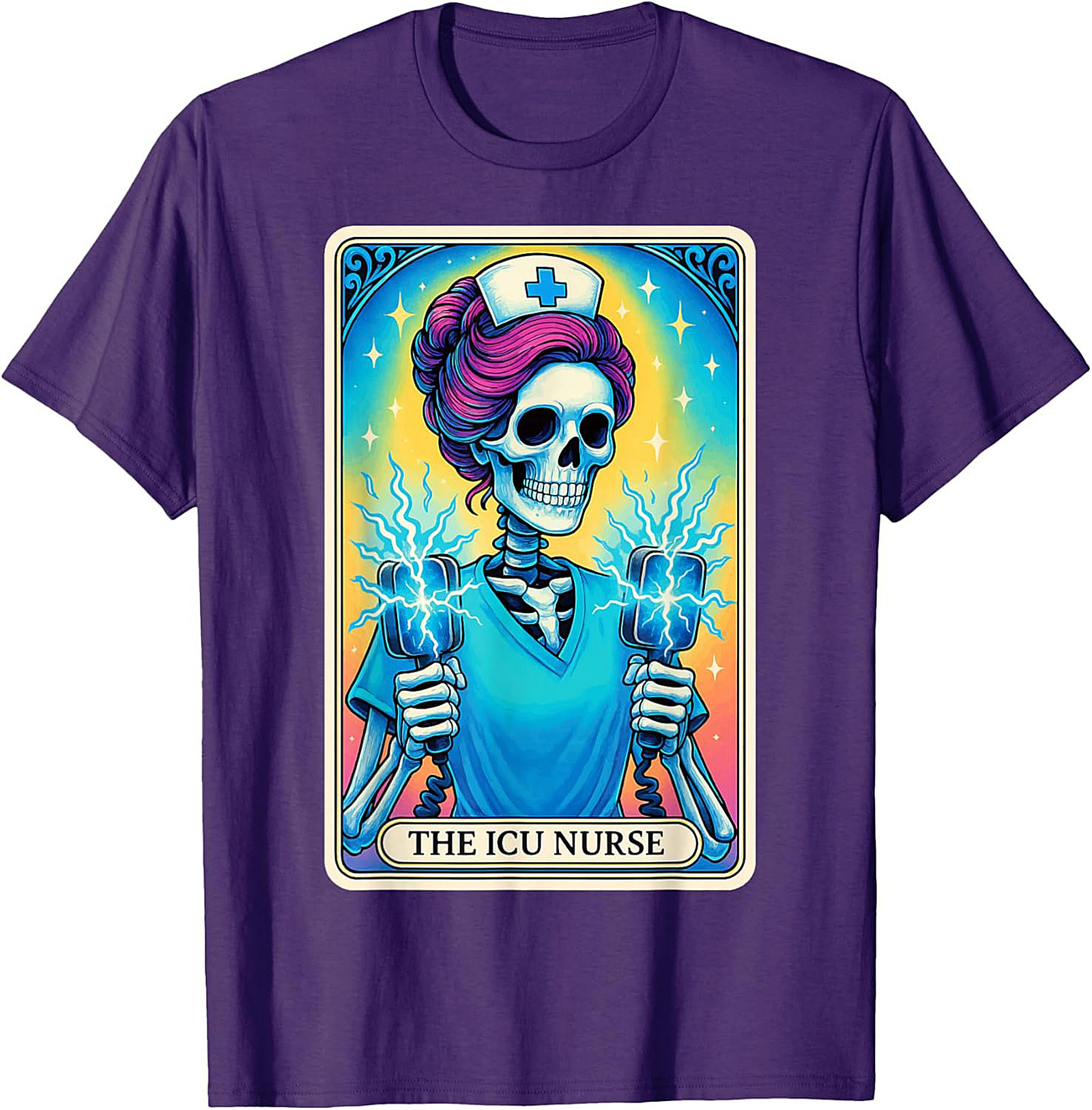 ICU Nurse Tarot Skeleton T-shirt Funny Nursing Graphic Tee