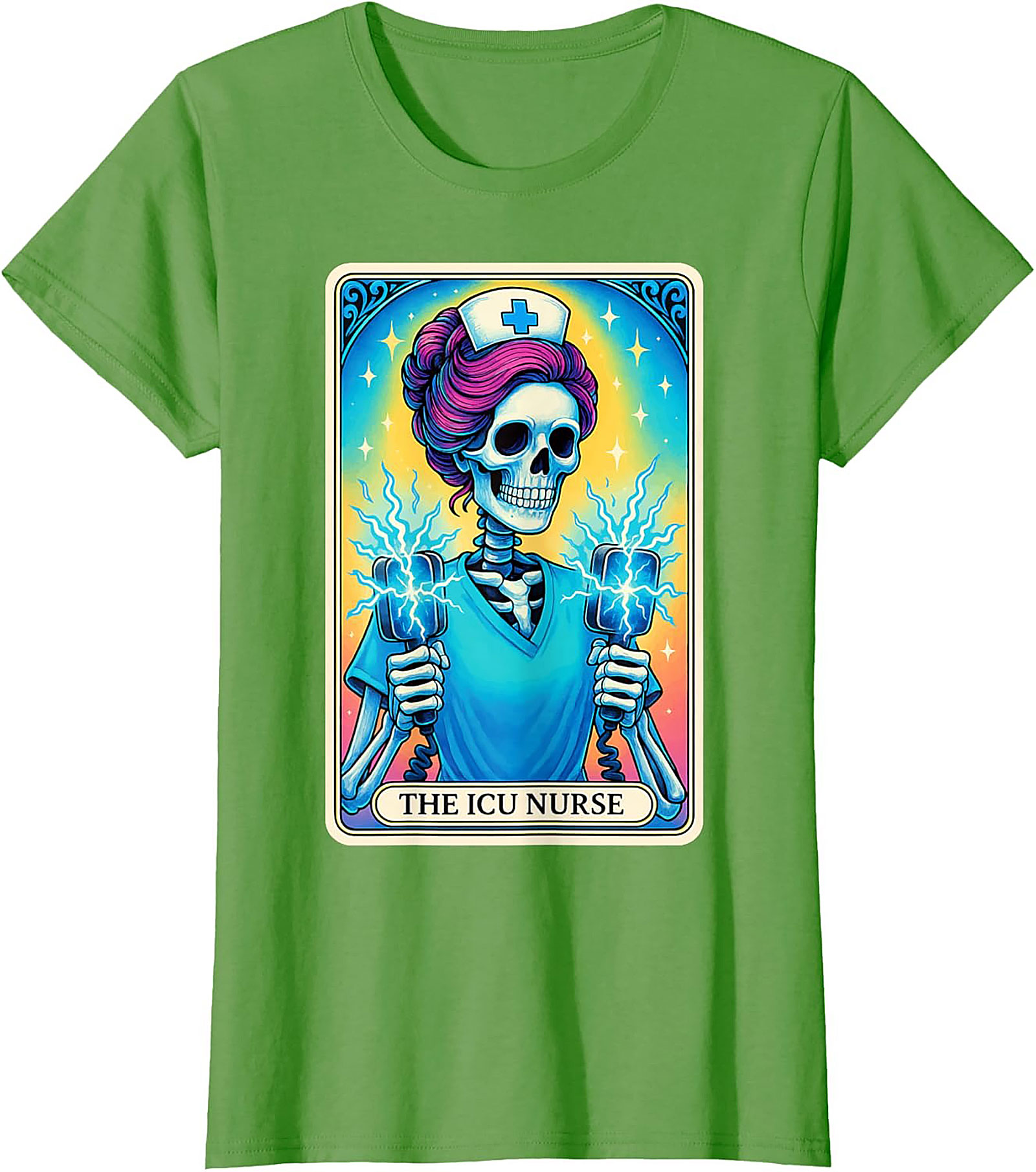 ICU Nurse Tarot Skeleton T-shirt Funny Nursing Graphic Tee