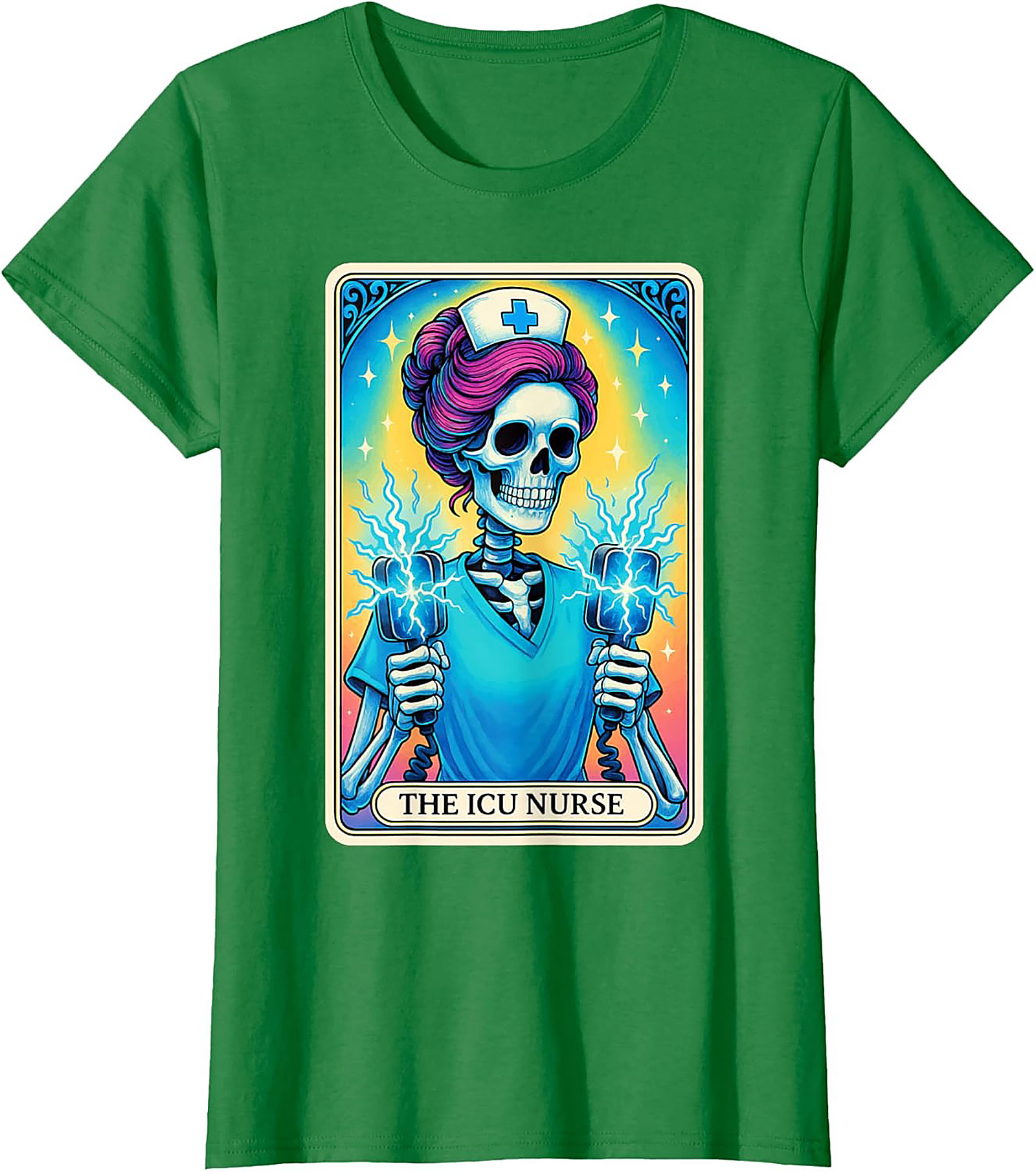 ICU Nurse Tarot Skeleton T-shirt Funny Nursing Graphic Tee