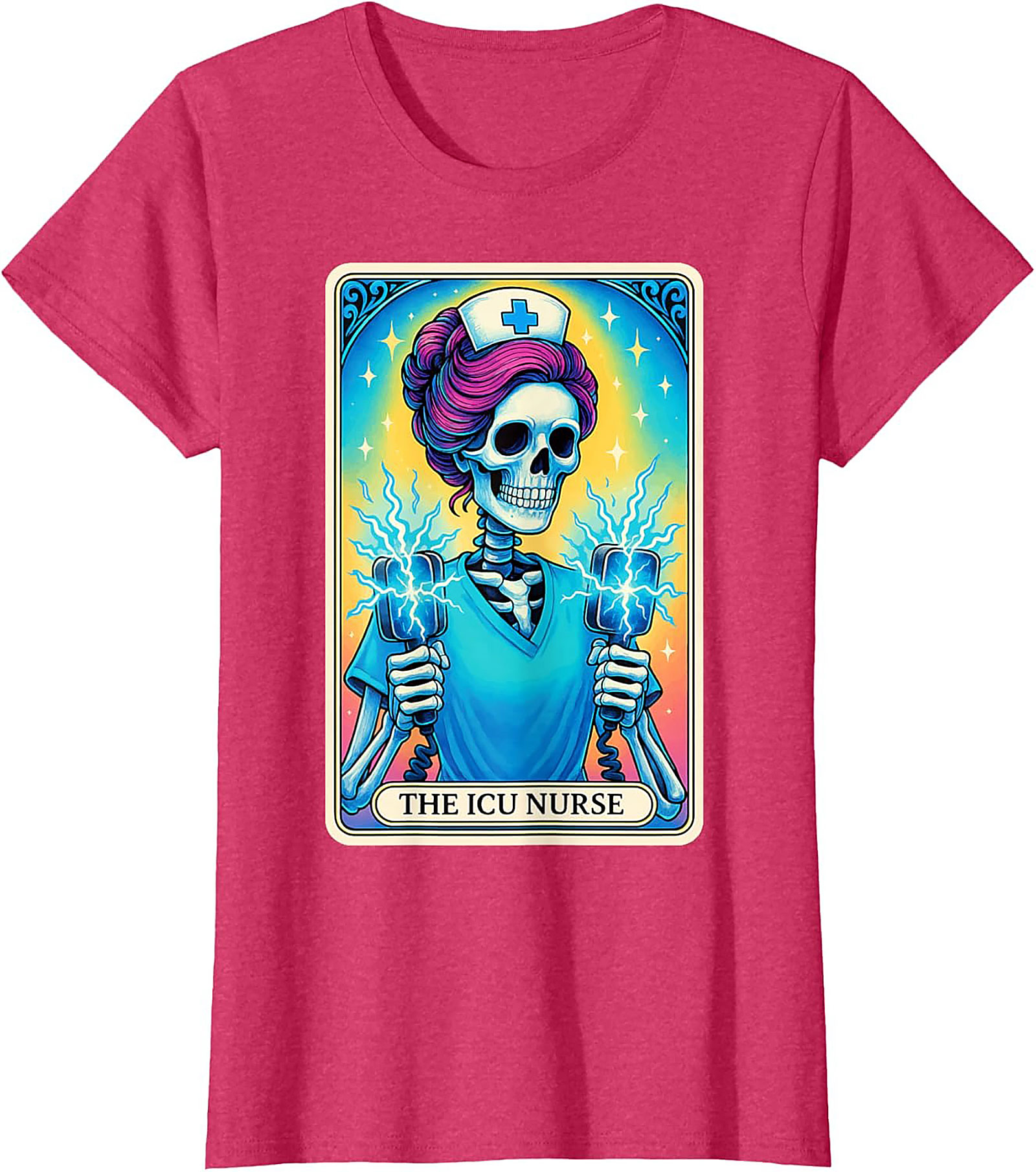 ICU Nurse Tarot Skeleton T-shirt Funny Nursing Graphic Tee