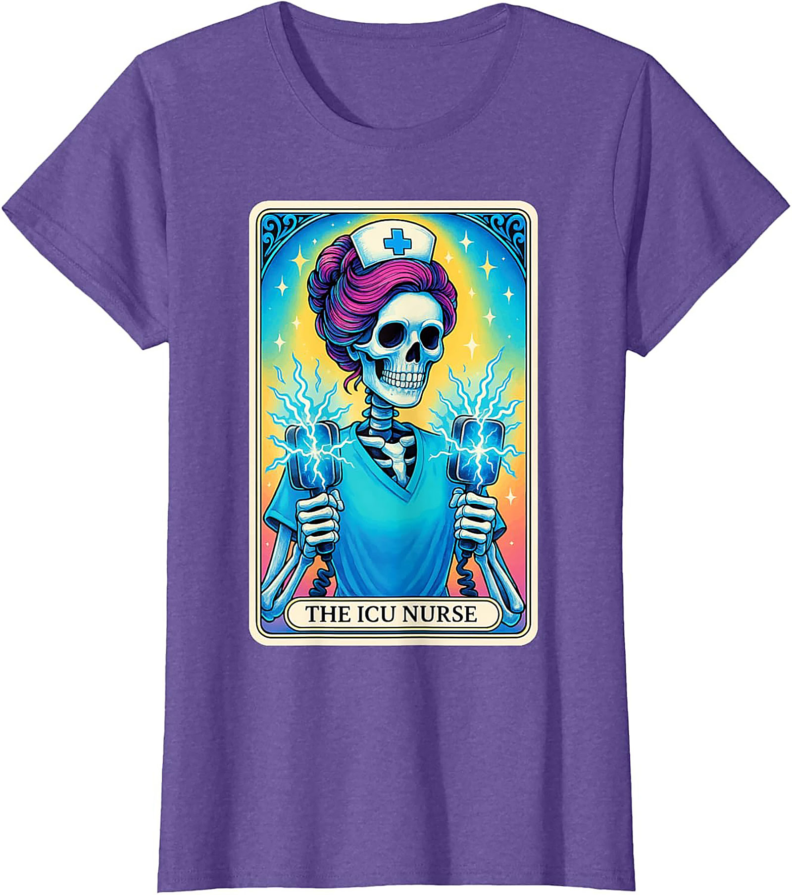 ICU Nurse Tarot Skeleton T-shirt Funny Nursing Graphic Tee